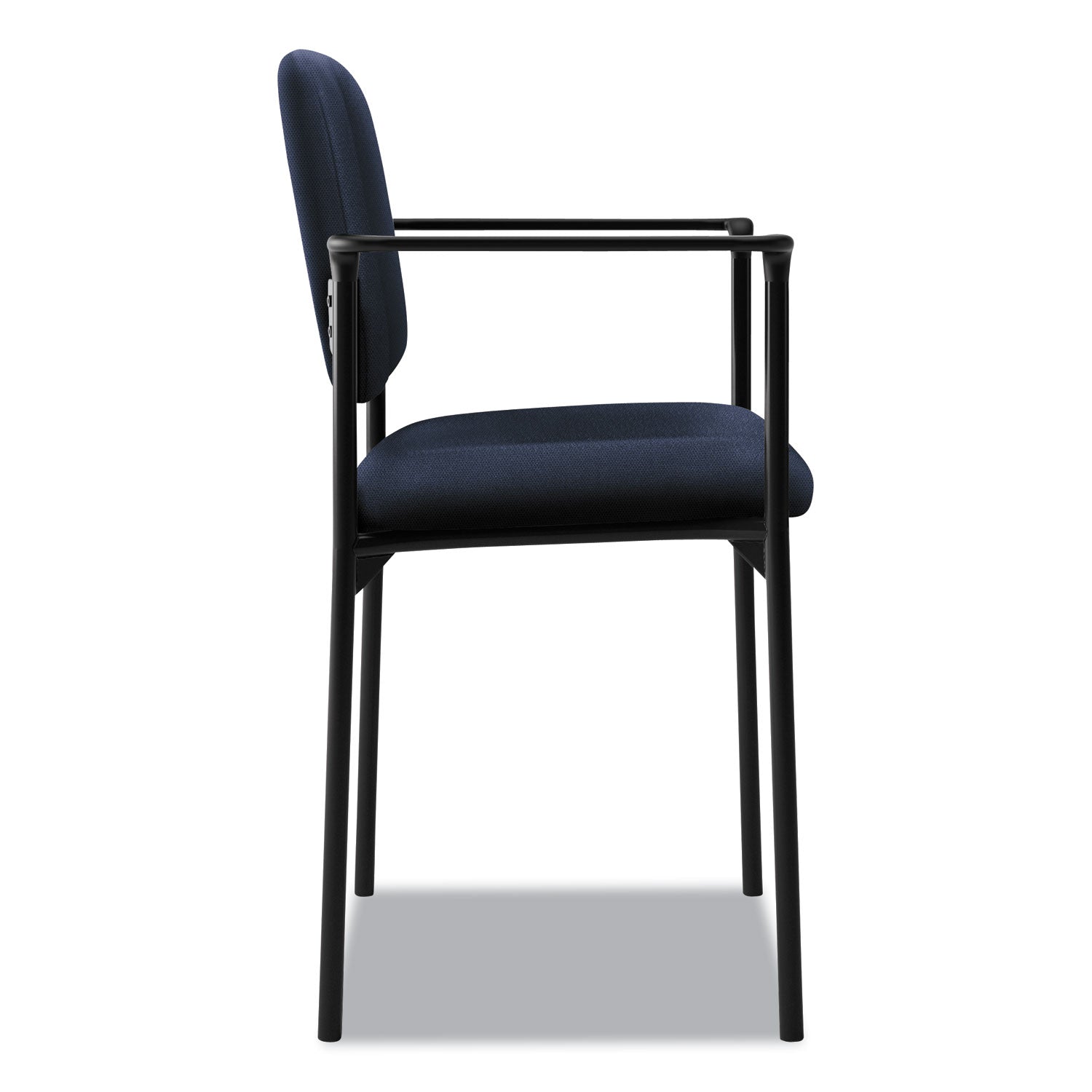 HON® VL616 Stacking Guest Chair with Arms, Fabric Upholstery, 23.25" x 21" x 32.75", Navy Seat, Navy Back, Black Base