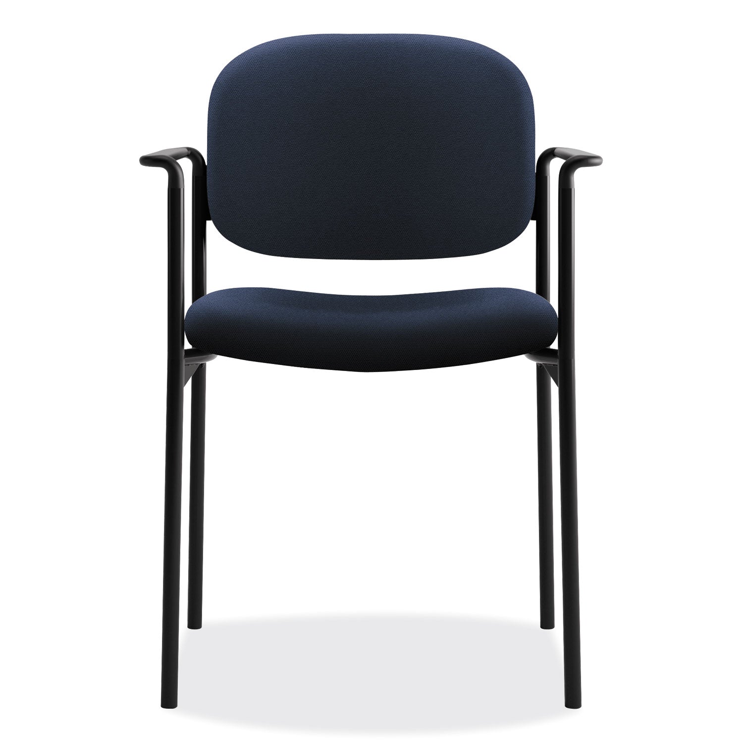 HON® VL616 Stacking Guest Chair with Arms, Fabric Upholstery, 23.25" x 21" x 32.75", Navy Seat, Navy Back, Black Base