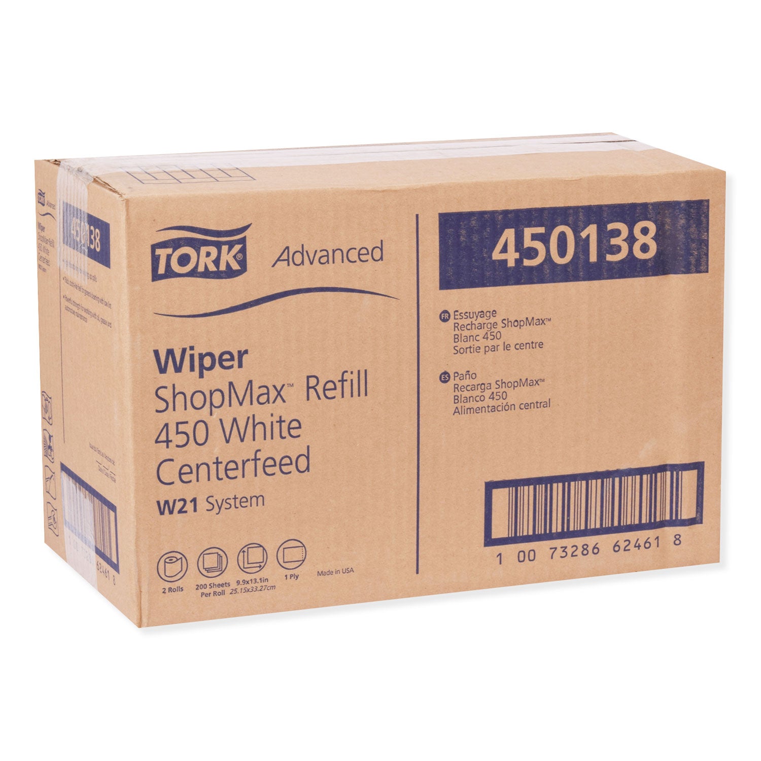 Advanced ShopMax Wiper 450, 9.9 x 13.1, White, 200/Roll, 2 Rolls/Carton Tork® Flipcost