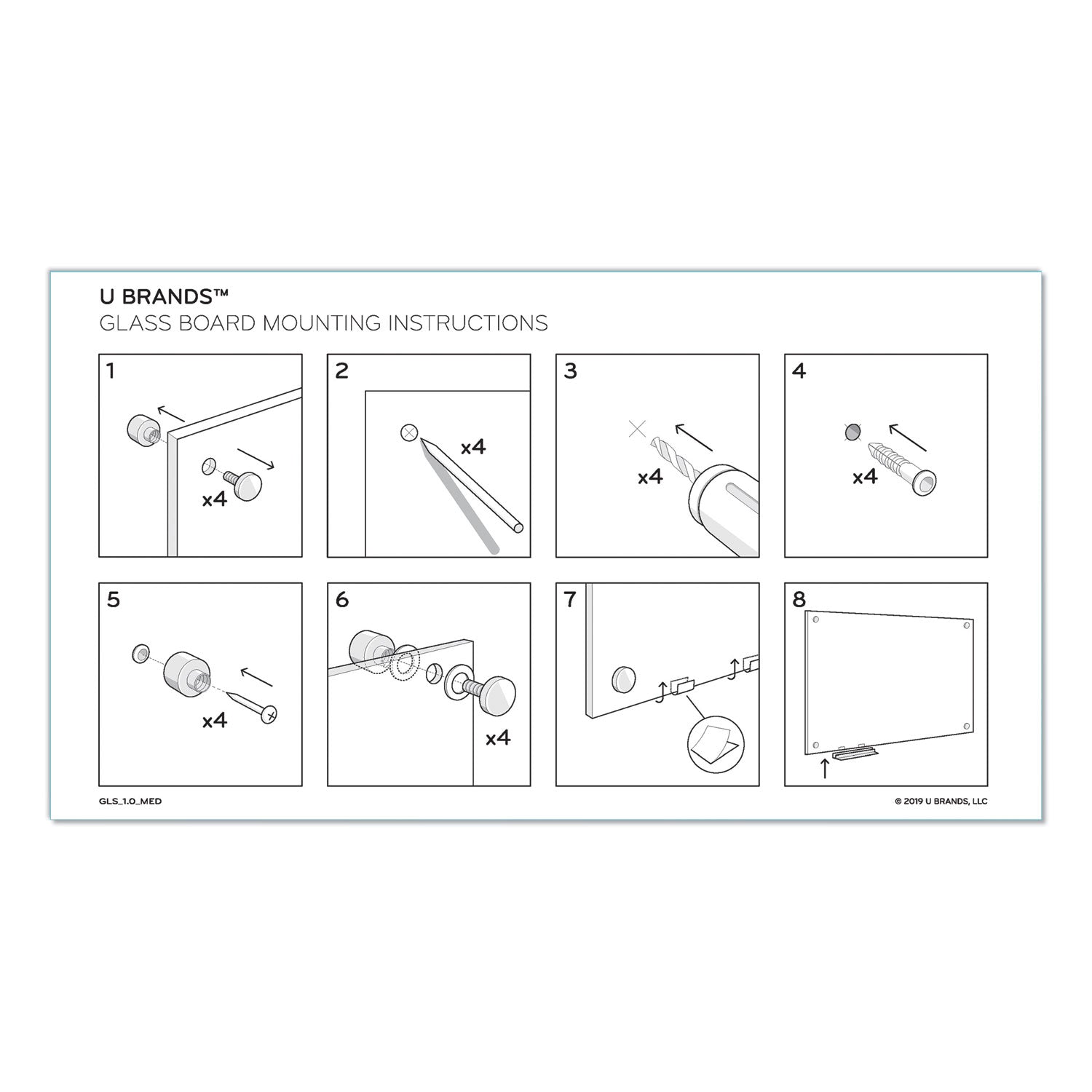 U Brands Magnetic Glass Dry Erase Board Value Pack, 70" x 47", Frosted White