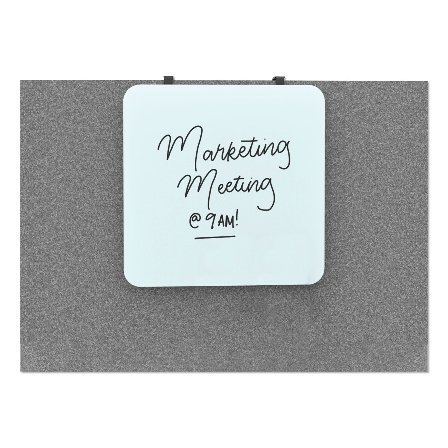 U Brands Cubicle Glass Dry Erase Board, 12 x 12, White Surface