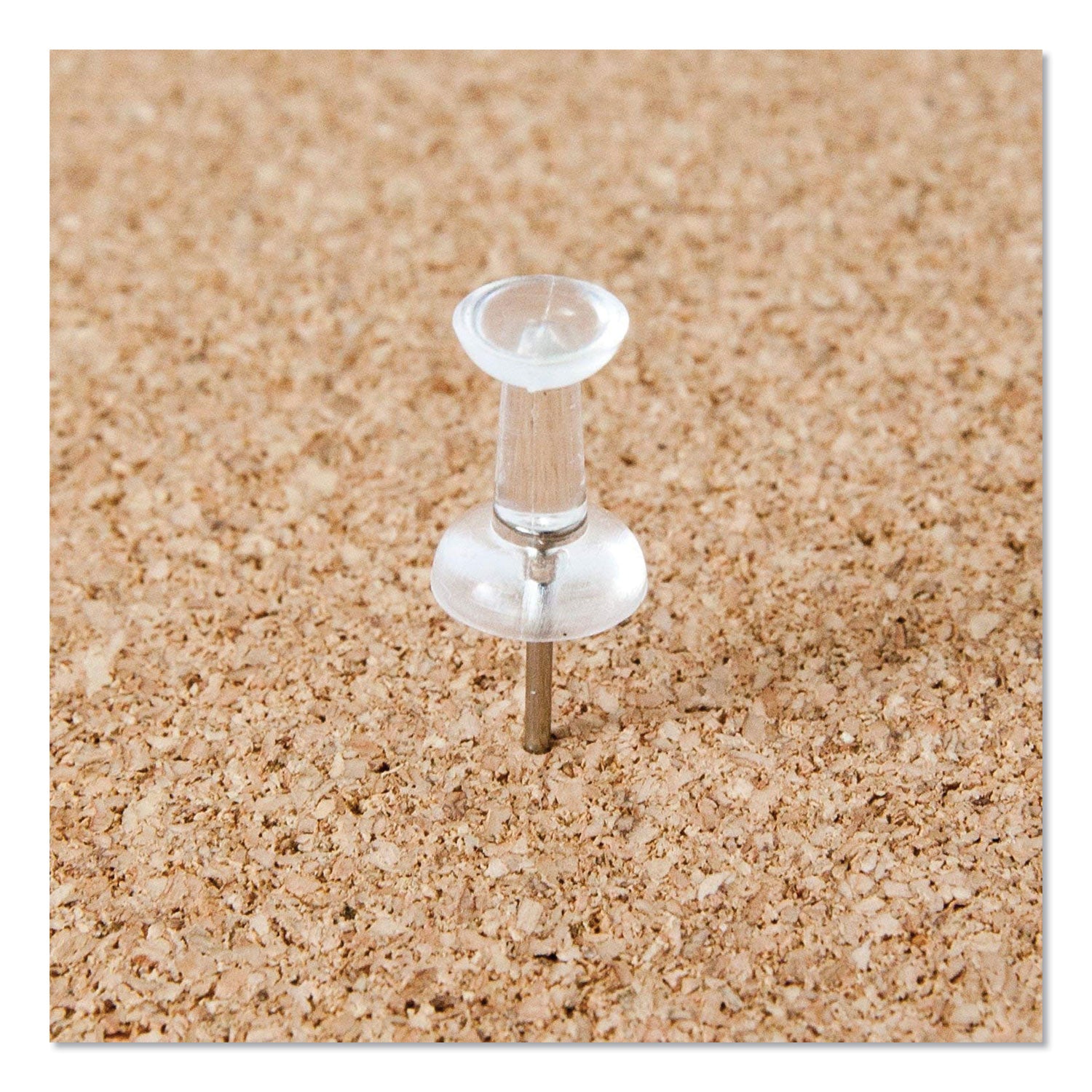 U Brands Standard Push Pins, Plastic, Clear, Clear Head/Silver Pin, 0.44", 200/Pack