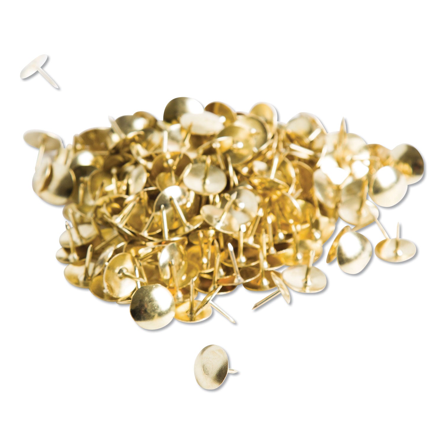 U Brands Fashion Metal Thumbtacks, Metal, Gold, 0.38", 200/Pack