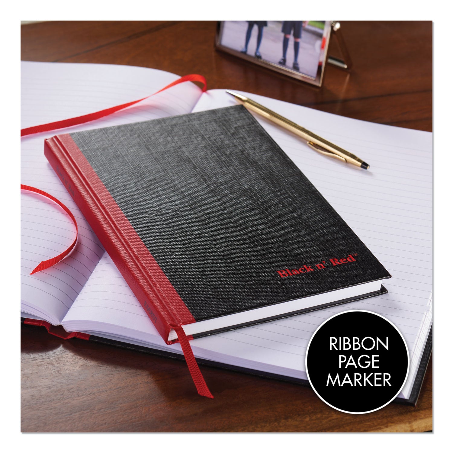 Black n' Red™ Hardcover Casebound Notebooks, SCRIBZEE Compatible, 1-Subject, Wide/Legal Rule, Black Cover, (96) 11.75 x 8.25 Sheets