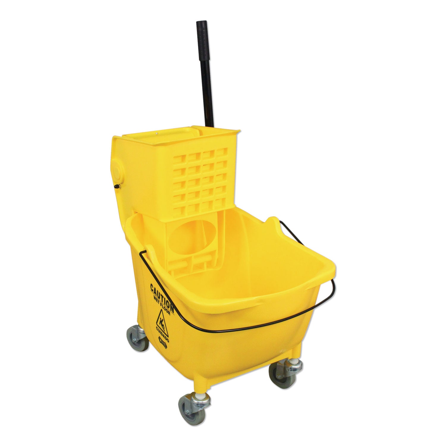 Impact® Side-Press Wringer and Plastic Bucket Combo, 12 to 32 oz, Yellow