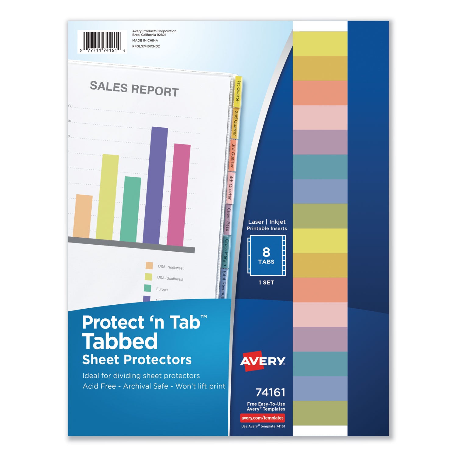 Protect 'n Tab Top-Load Clear Sheet Protectors w/Eight Tabs, Letter