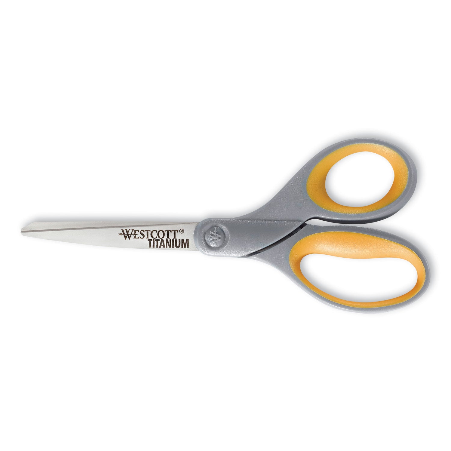 Titanium Bonded Scissors, 8" Long, 3.5" Cut Length, Straight Gray/Yellow Handle