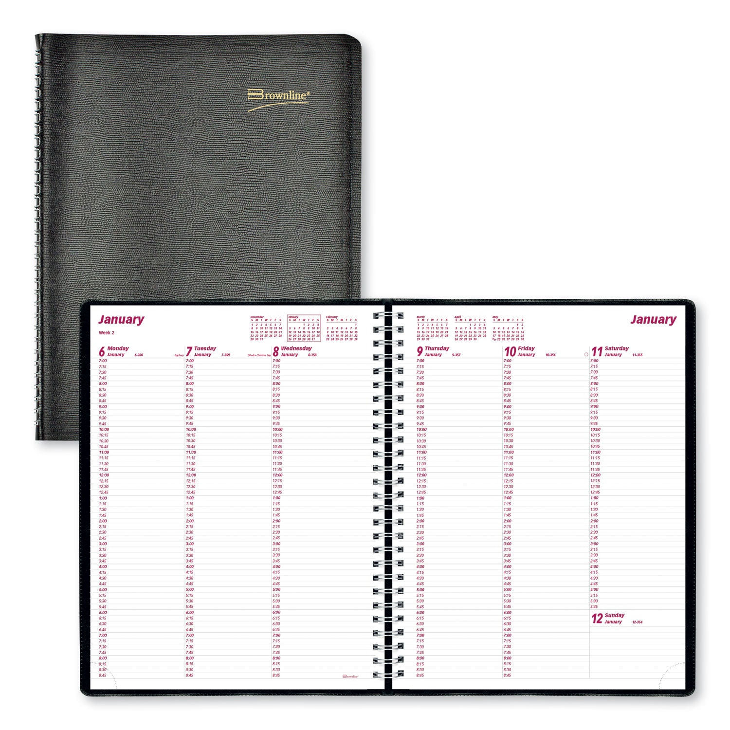 Essential Collection Weekly Appointment Book in Columnar Format, 11 x 8.5, Black Cover, 12-Month (Jan to Dec): 2025