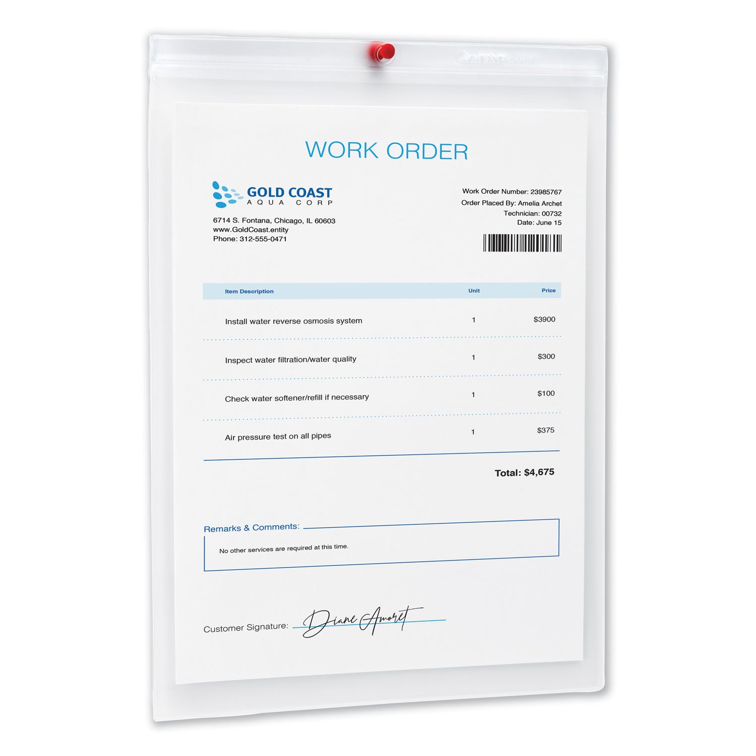 Avery® Job Ticket Holders, Heavy Gauge Vinyl, 9 x 12, Clear, 10/Pack