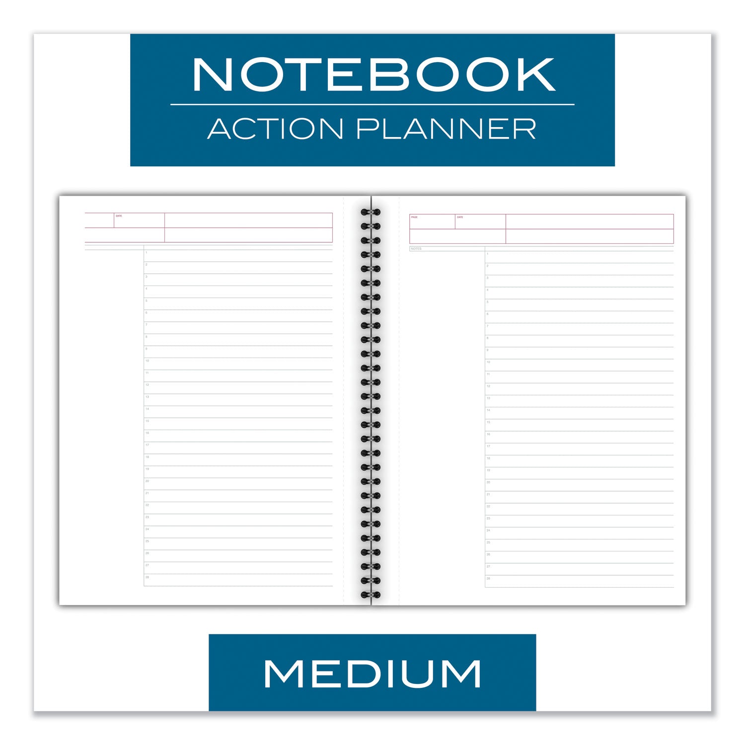 Cambridge® Wirebound Guided Action Planner Notebook, 1-Subject, Project-Management Format, Dark Gray Cover, (80) 9.5 x 7.5 Sheets