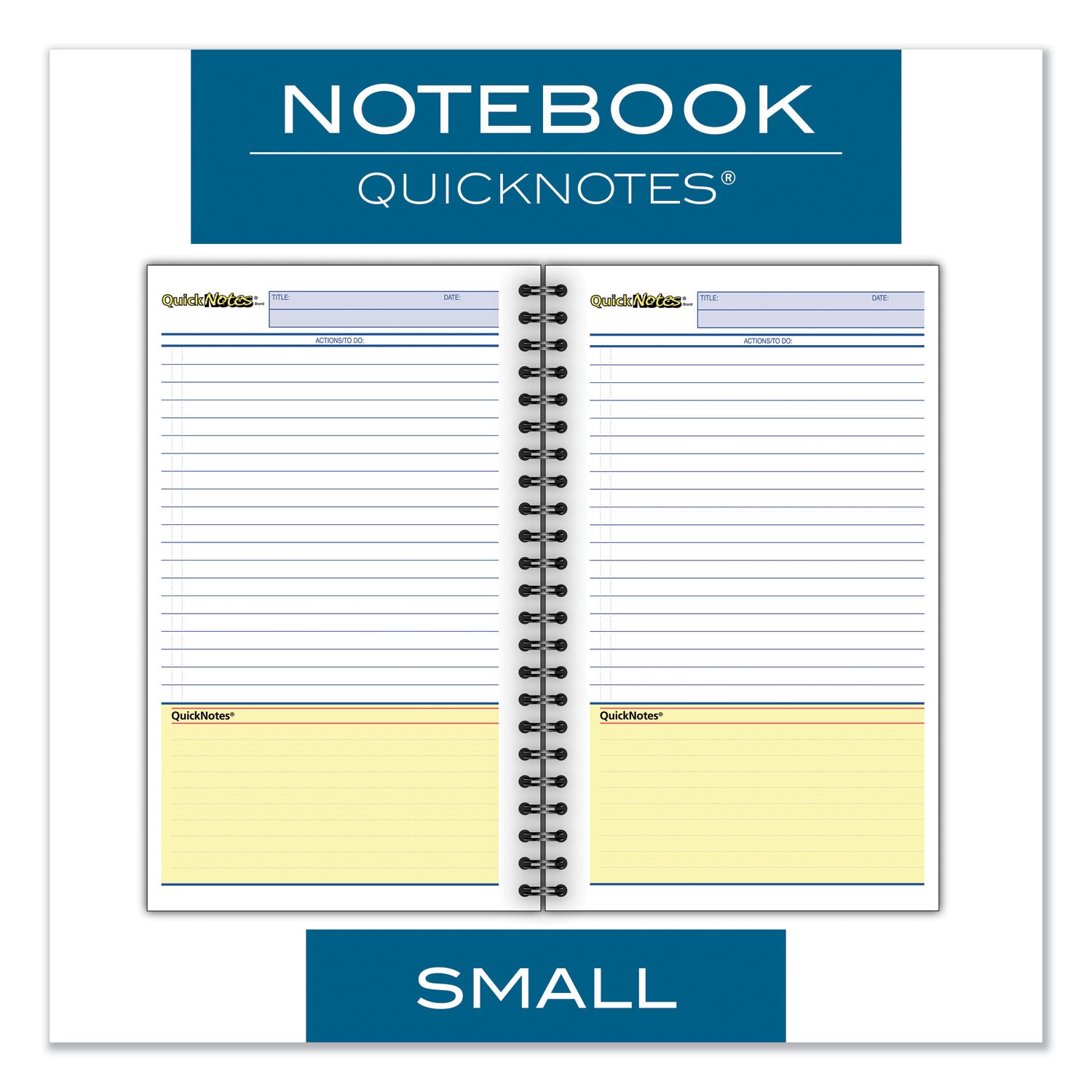 Cambridge® Wirebound Guided QuickNotes Notebook, 1-Subject, List-Management Format, Dark Gray Cover, (80) 8 x 5 Sheets