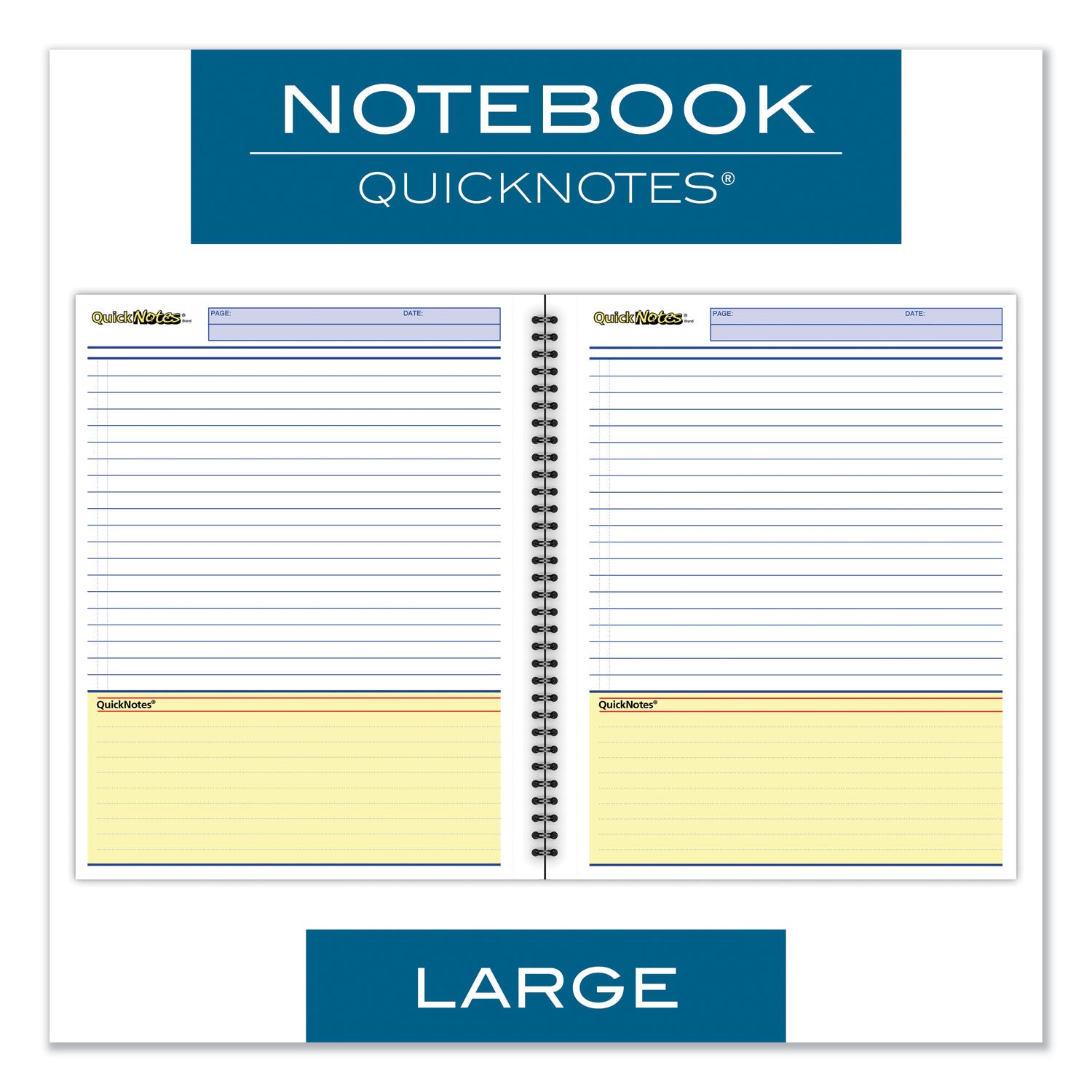 Cambridge® Wirebound Guided QuickNotes Notebook, 1-Subject, List-Management Format, Dark Gray Cover, (80) 11 x 8.5 Sheets