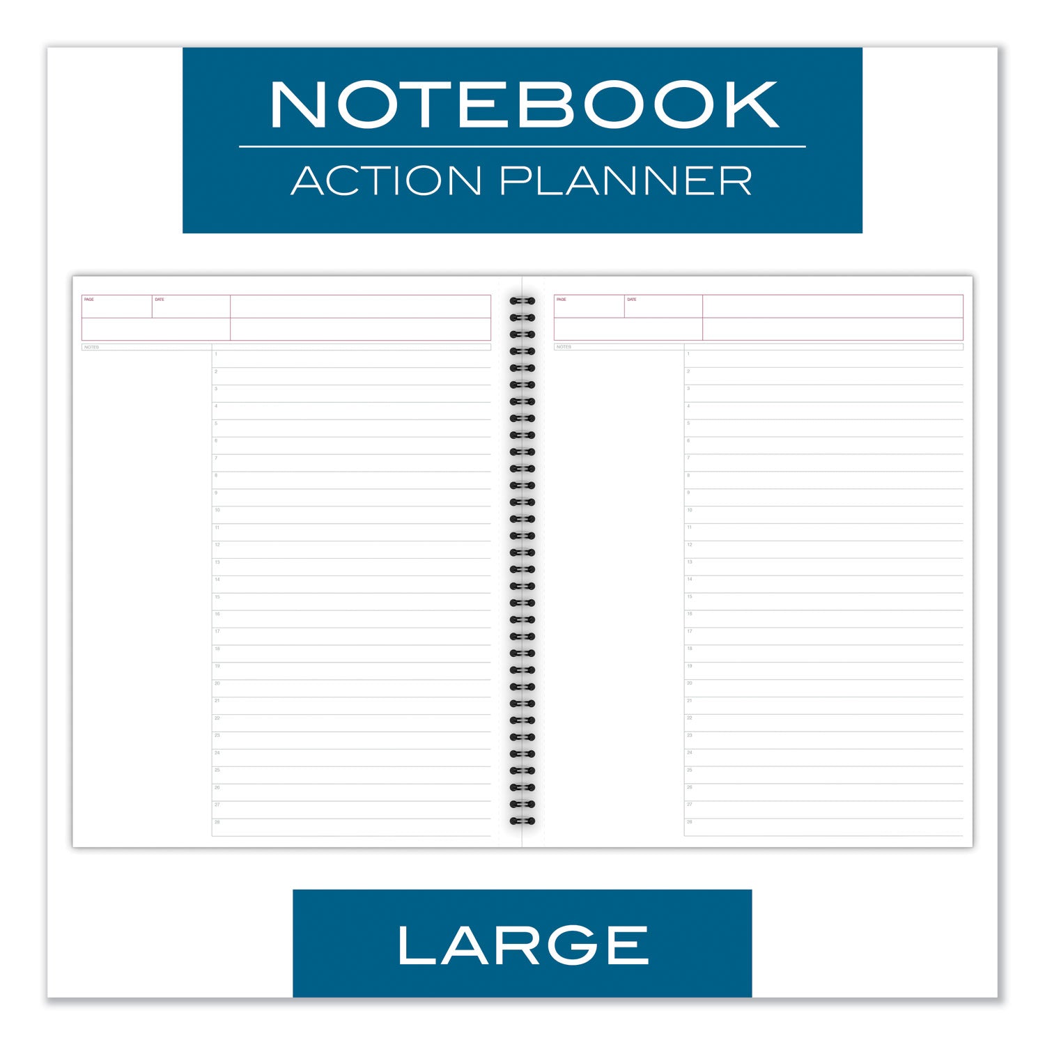 Cambridge® Wirebound Guided Action Planner Notebook, 1-Subject, Project-Management Format, Dark Gray Cover, (80) 11 x 8.5 Sheets