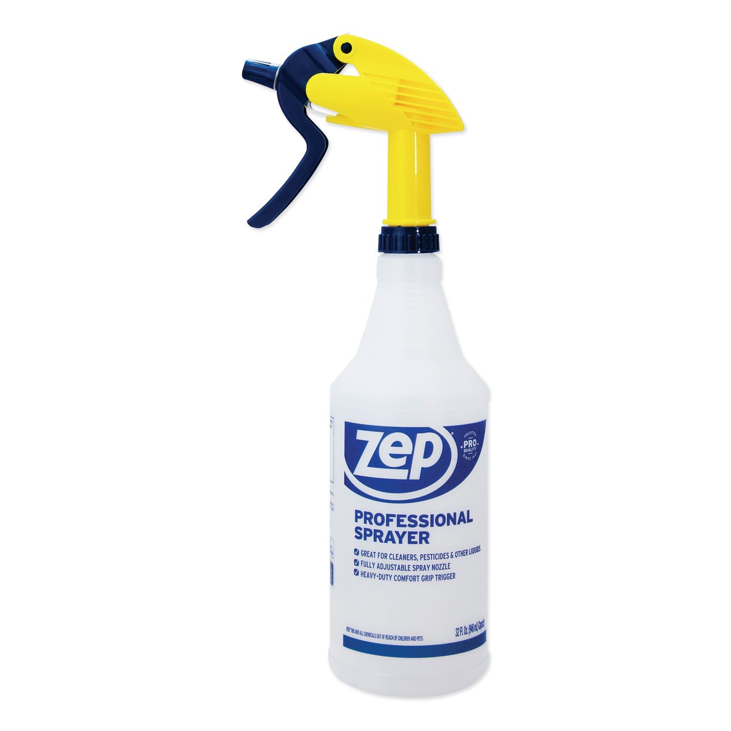 Zep Commercial® Professional Spray Bottle, 32 oz, Blue/Gold/Clear, 36/Carton