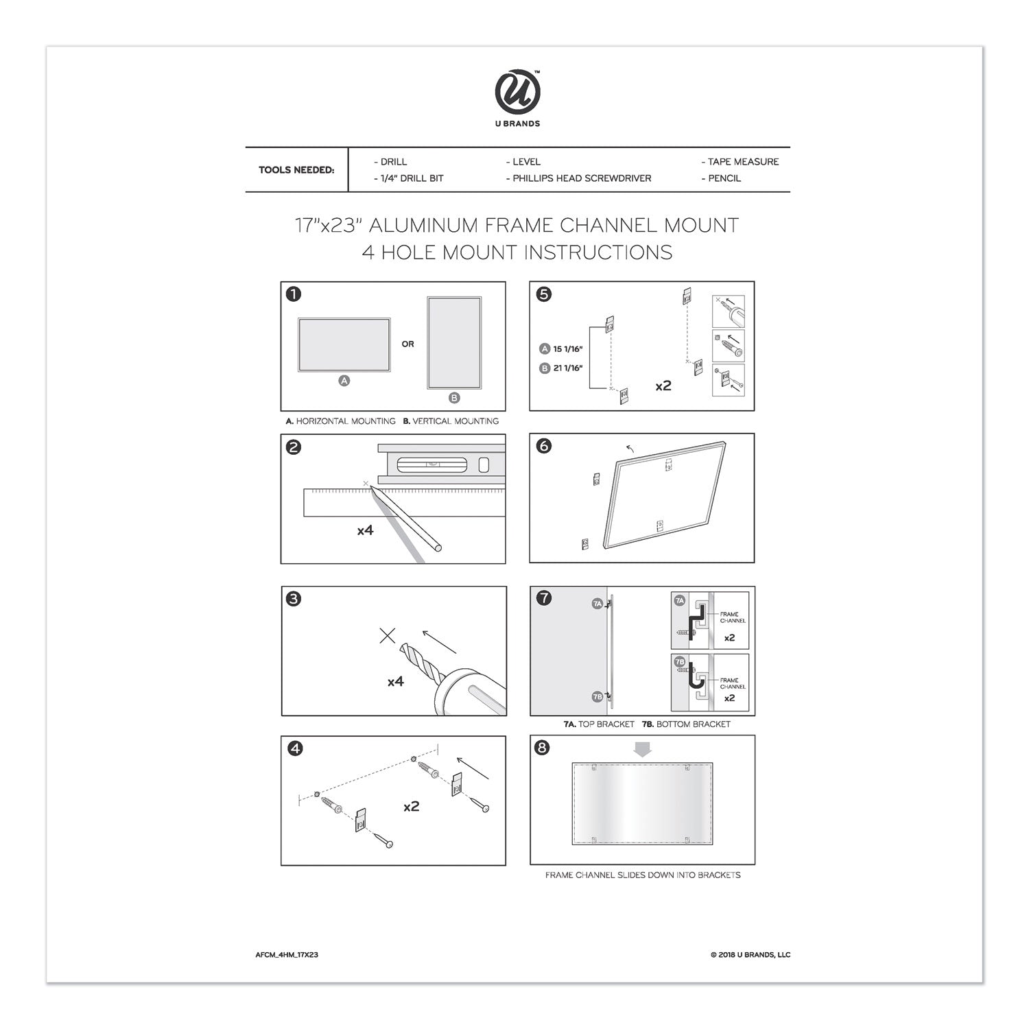 U Brands 4N1 Magnetic Dry Erase Combo Board, 35 x 23, Tan/White Surface, Silver Aluminum Frame