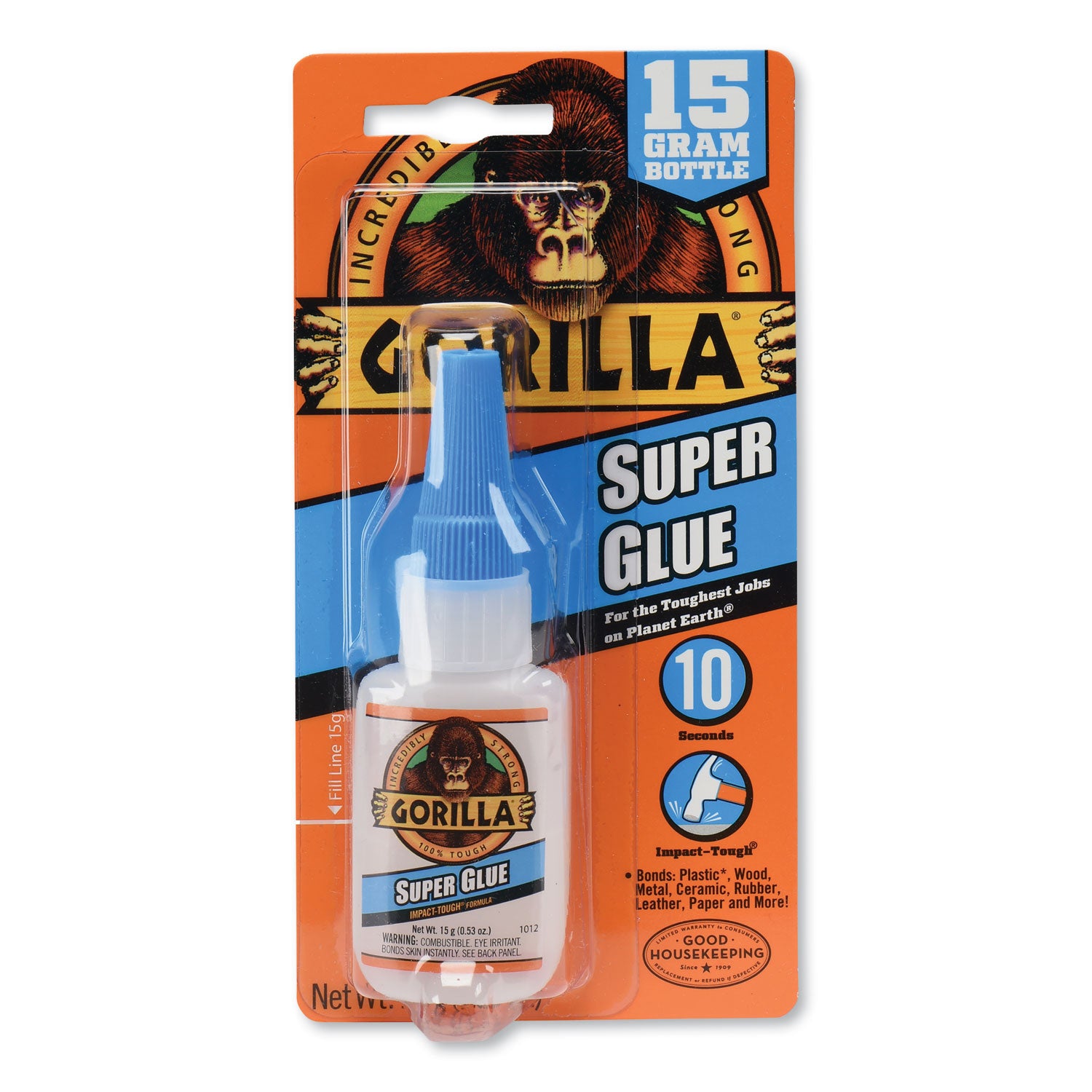 Gorilla® Super Glue, 0.53 oz, Dries Clear, 4/Carton