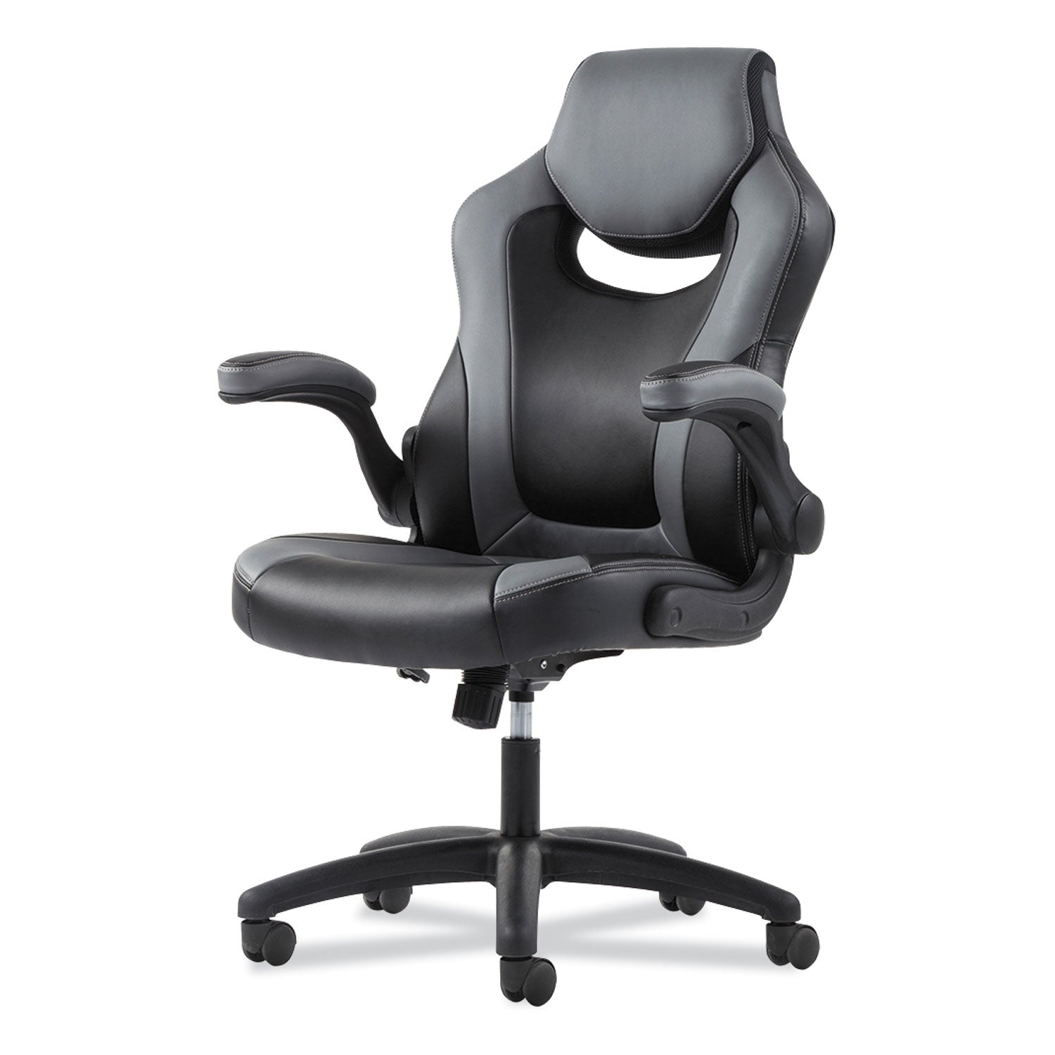 Sadie™ 9-One-One High-Back Racing Style Chair with Flip-Up Arms, Supports Up to 225 lb, Black Seat, Gray Back, Black Base