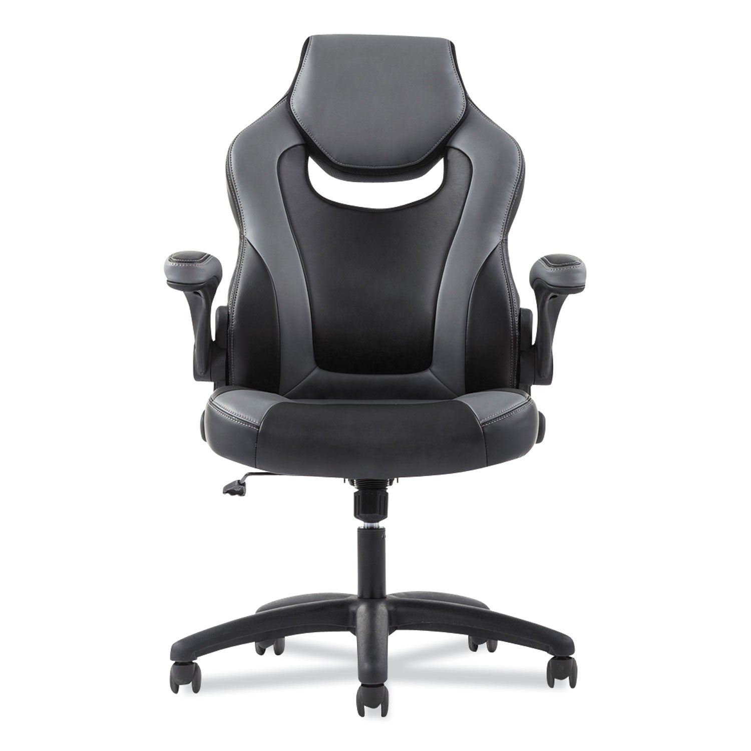 Sadie™ 9-One-One High-Back Racing Style Chair with Flip-Up Arms, Supports Up to 225 lb, Black Seat, Gray Back, Black Base