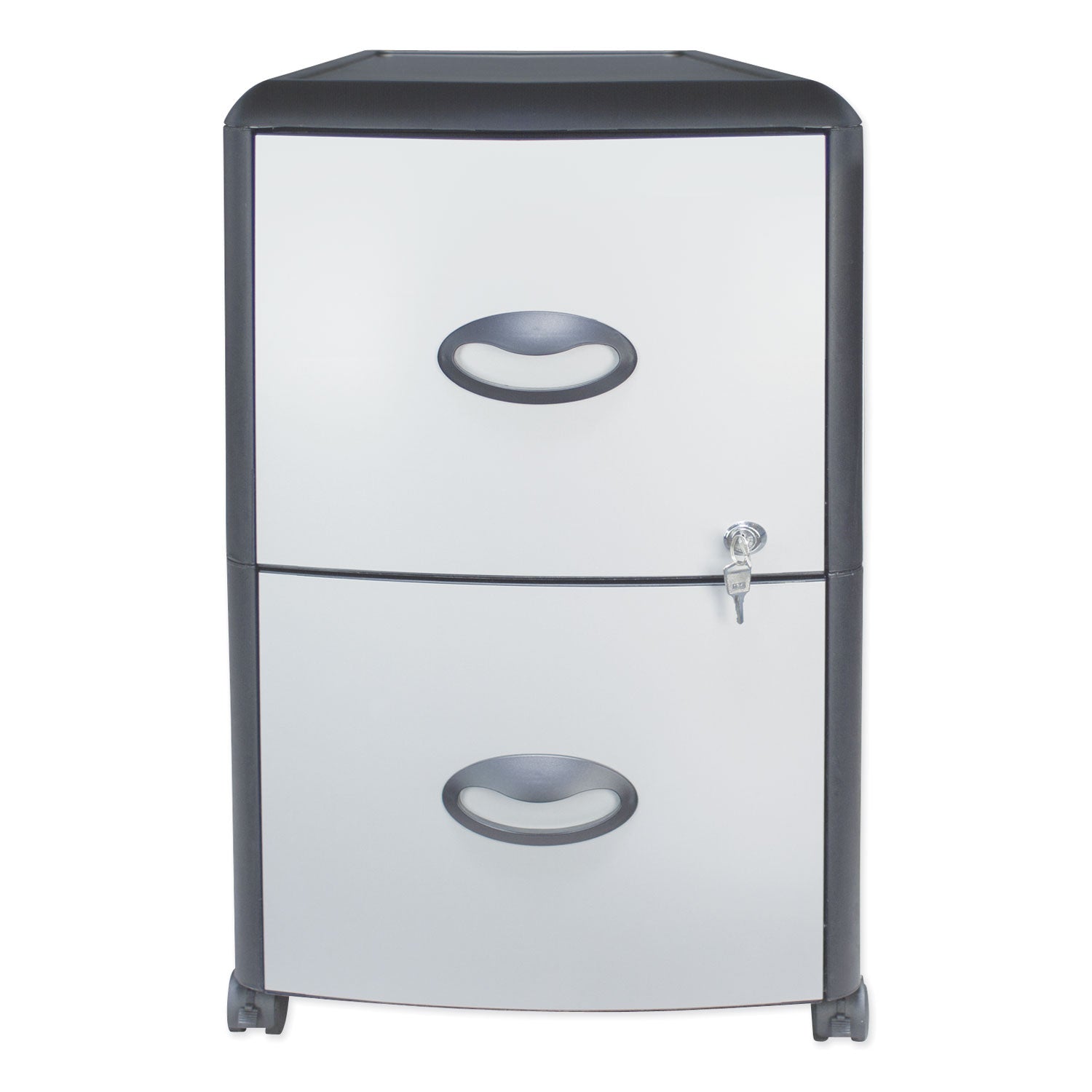 Mobile Filing Cabinet with Metal Siding, 2 Letter-Size File Drawers, Silver/Black, 19" x 15" x 23"