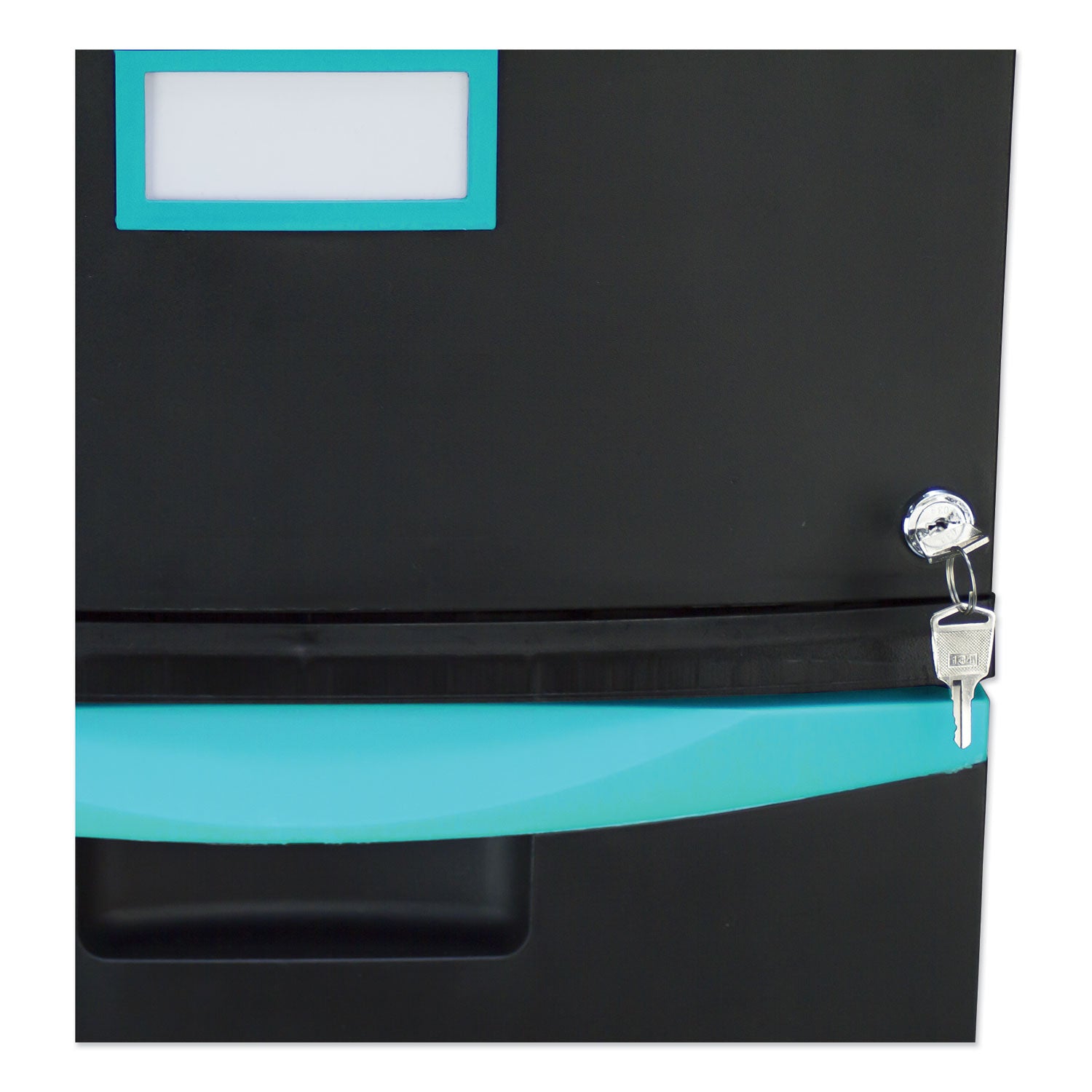 Storex Single-Drawer Mobile Filing Cabinet, 1 Legal/Letter-Size File Drawer, Black/Teal, 14.75" x 18.25" x 12.75"