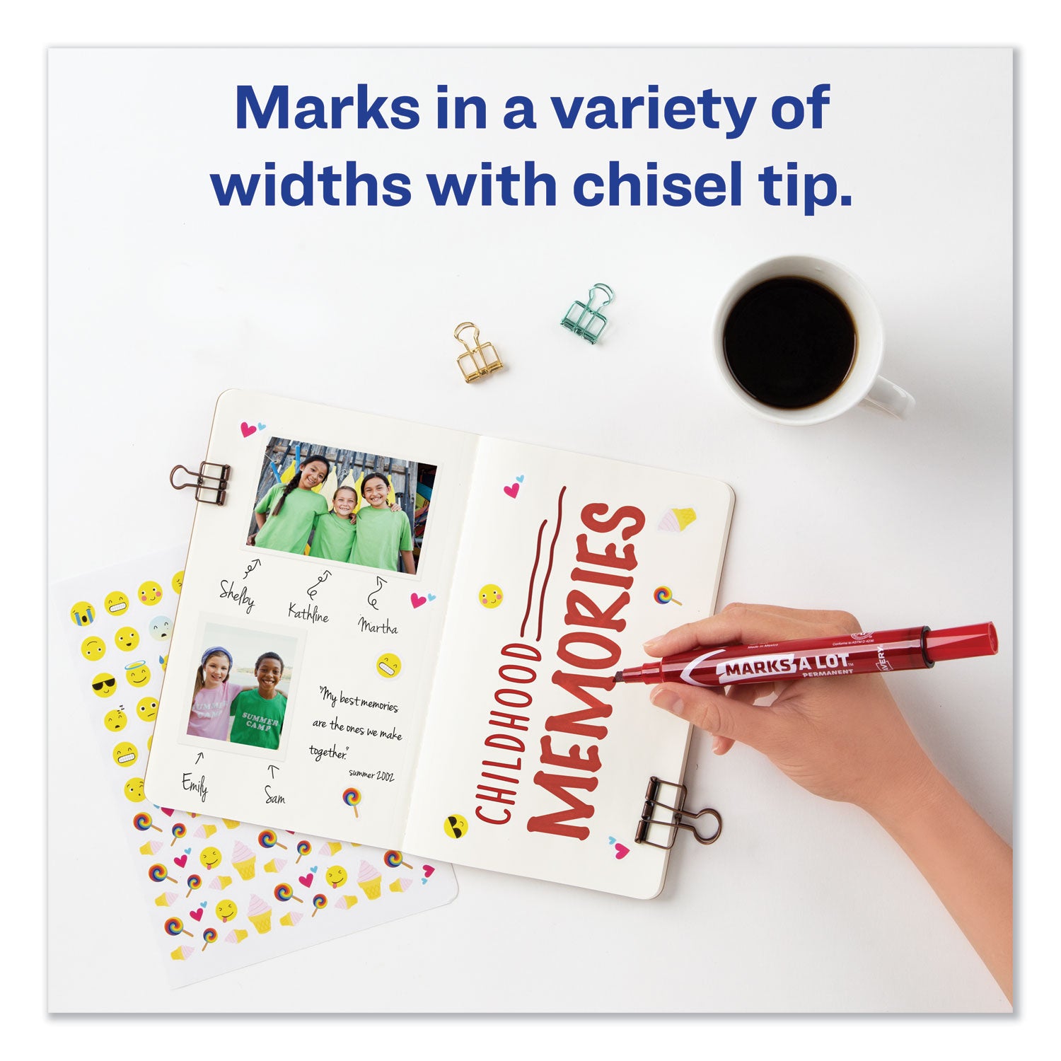 Avery® MARKS A LOT Large Desk-Style Permanent Marker, Broad Chisel Tip, Red, Dozen (8887)