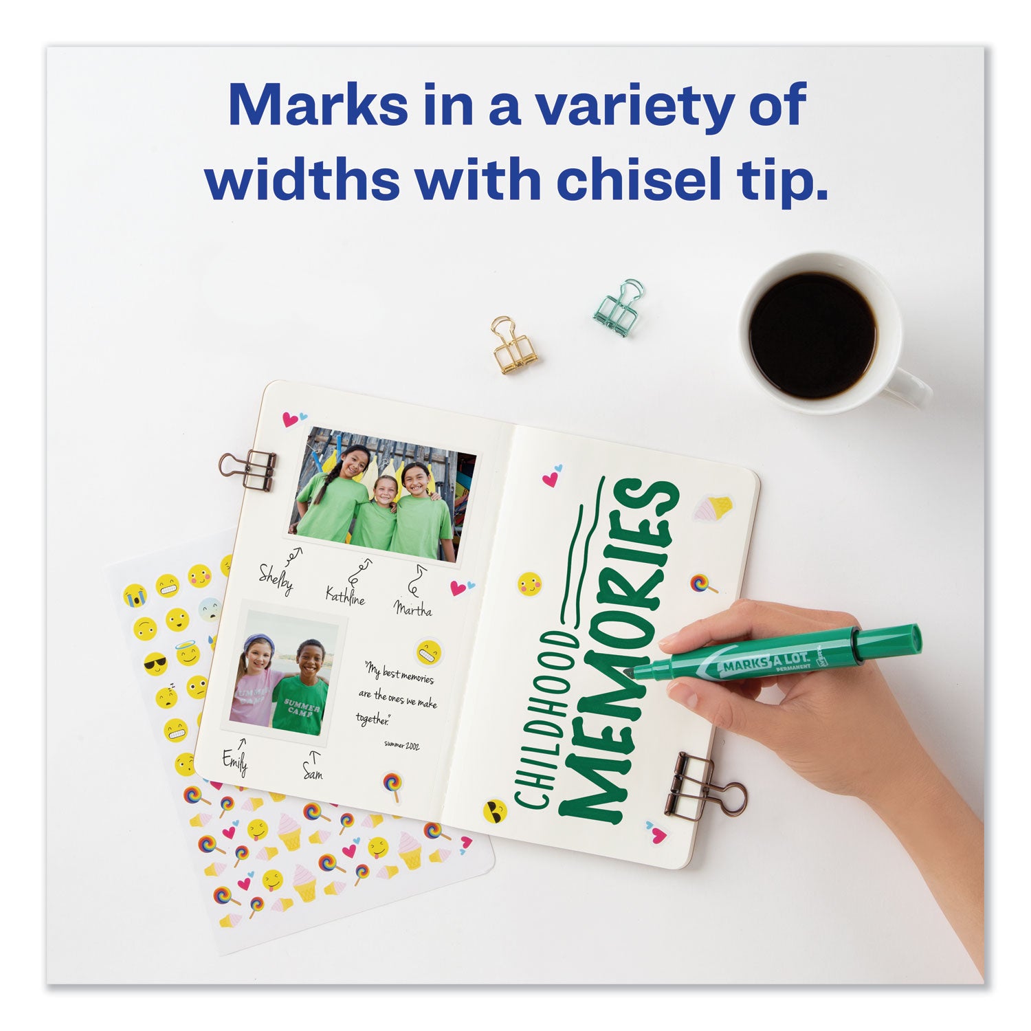 Avery® MARKS A LOT Regular Desk-Style Permanent Marker, Broad Chisel Tip, Green, Dozen (7885)