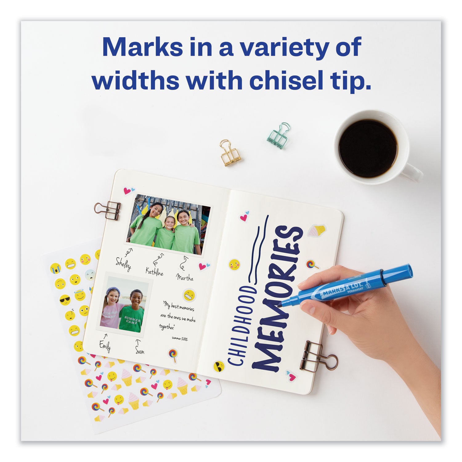 Avery® MARKS A LOT Regular Desk-Style Permanent Marker, Broad Chisel Tip, Blue, Dozen (7886)