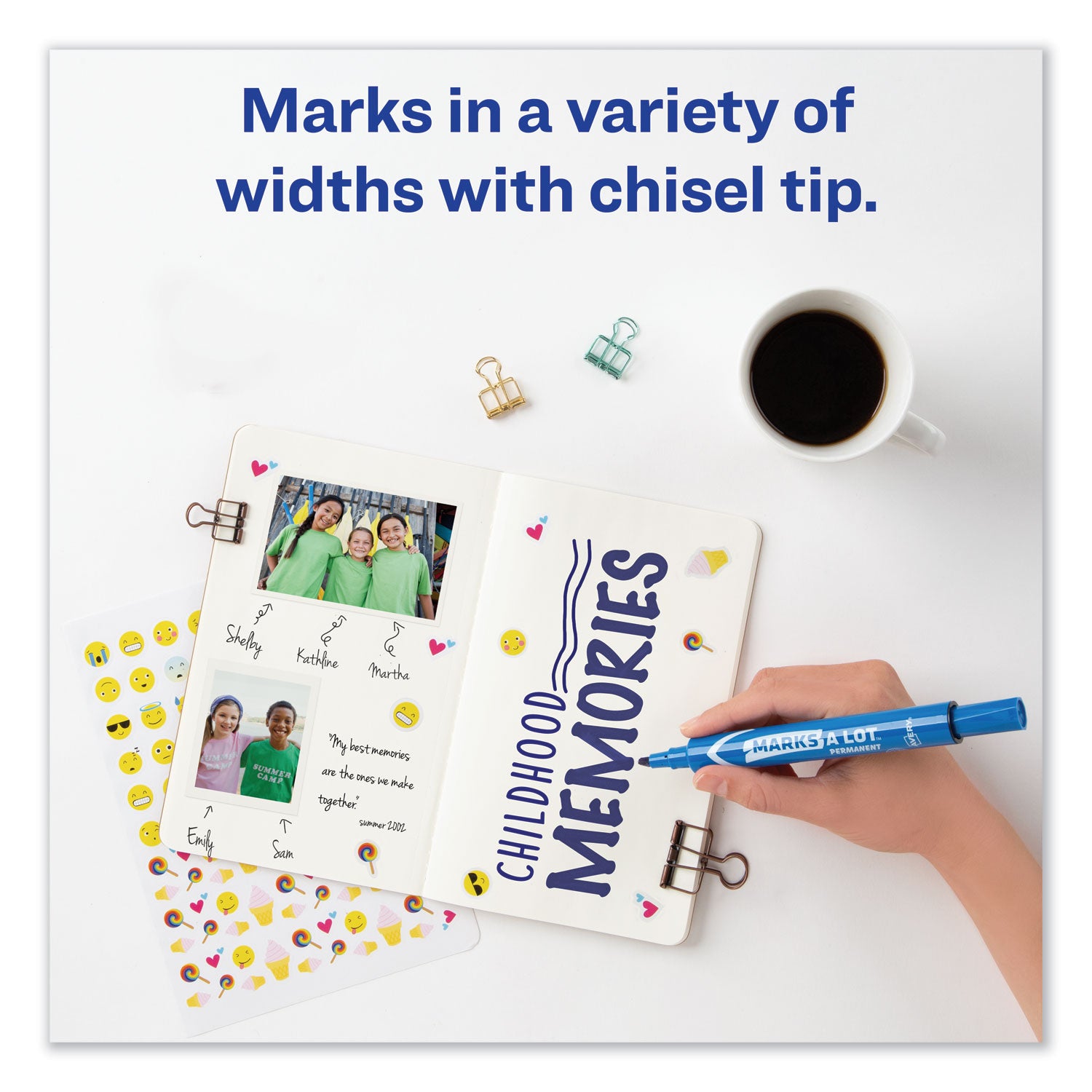 Avery® MARKS A LOT Large Desk-Style Permanent Marker, Broad Chisel Tip, Blue, Dozen (8886)