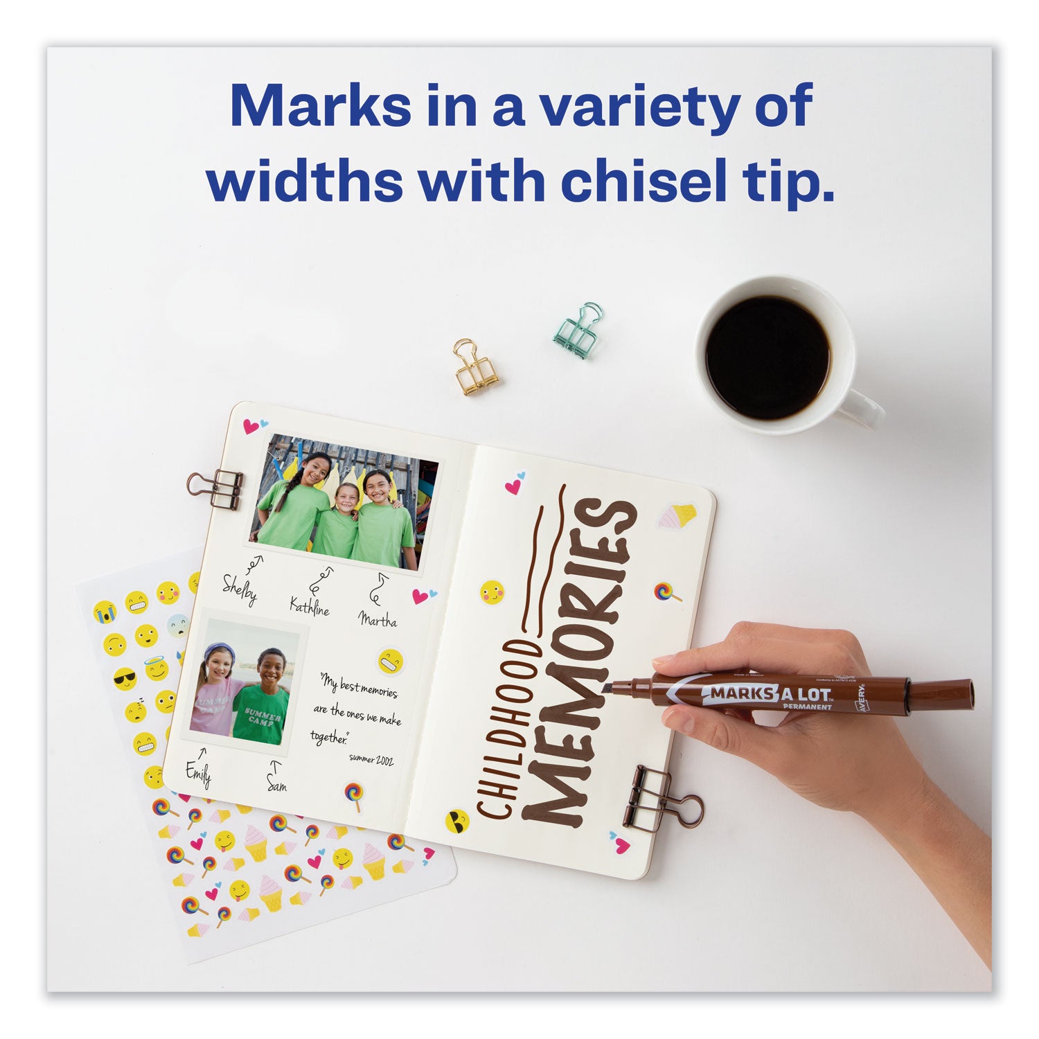 Avery® MARKS A LOT Large Desk-Style Permanent Marker, Broad Chisel Tip, Brown, Dozen (8881)