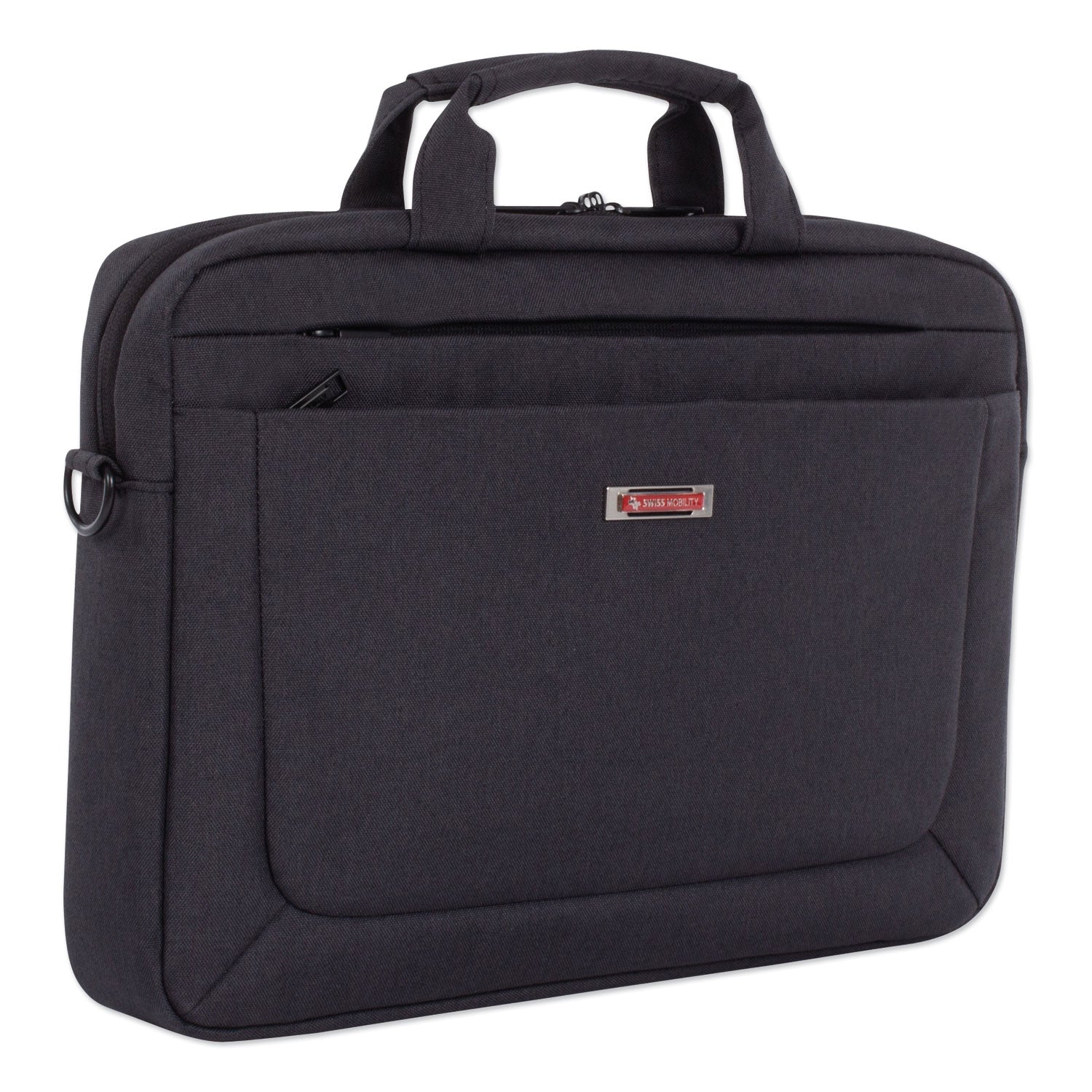 Cadence Slim Briefcase, Fits Devices Up to 15.6", Polyester, 3.5 x 3.5 x 16, Charcoal