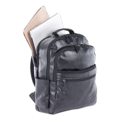 Valais Backpack, Fits Devices Up to 15.6", Leather, 5.5 x 5.5 x 16.5, Black Flipcost Flipcost