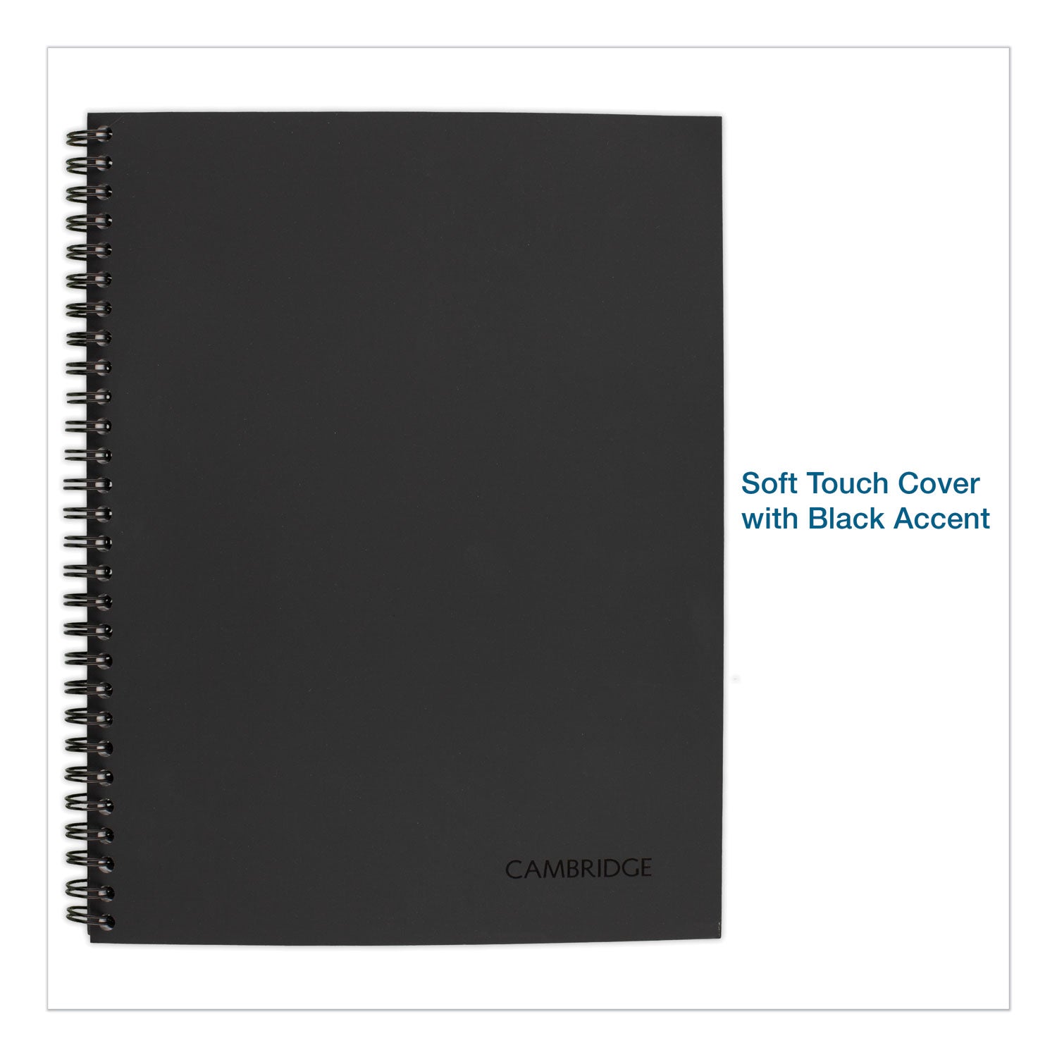 Cambridge® Wirebound Business Notebook, 1-Subject, Wide/Legal Rule, Black Linen Cover, (80) 11 x 8.5 Sheets