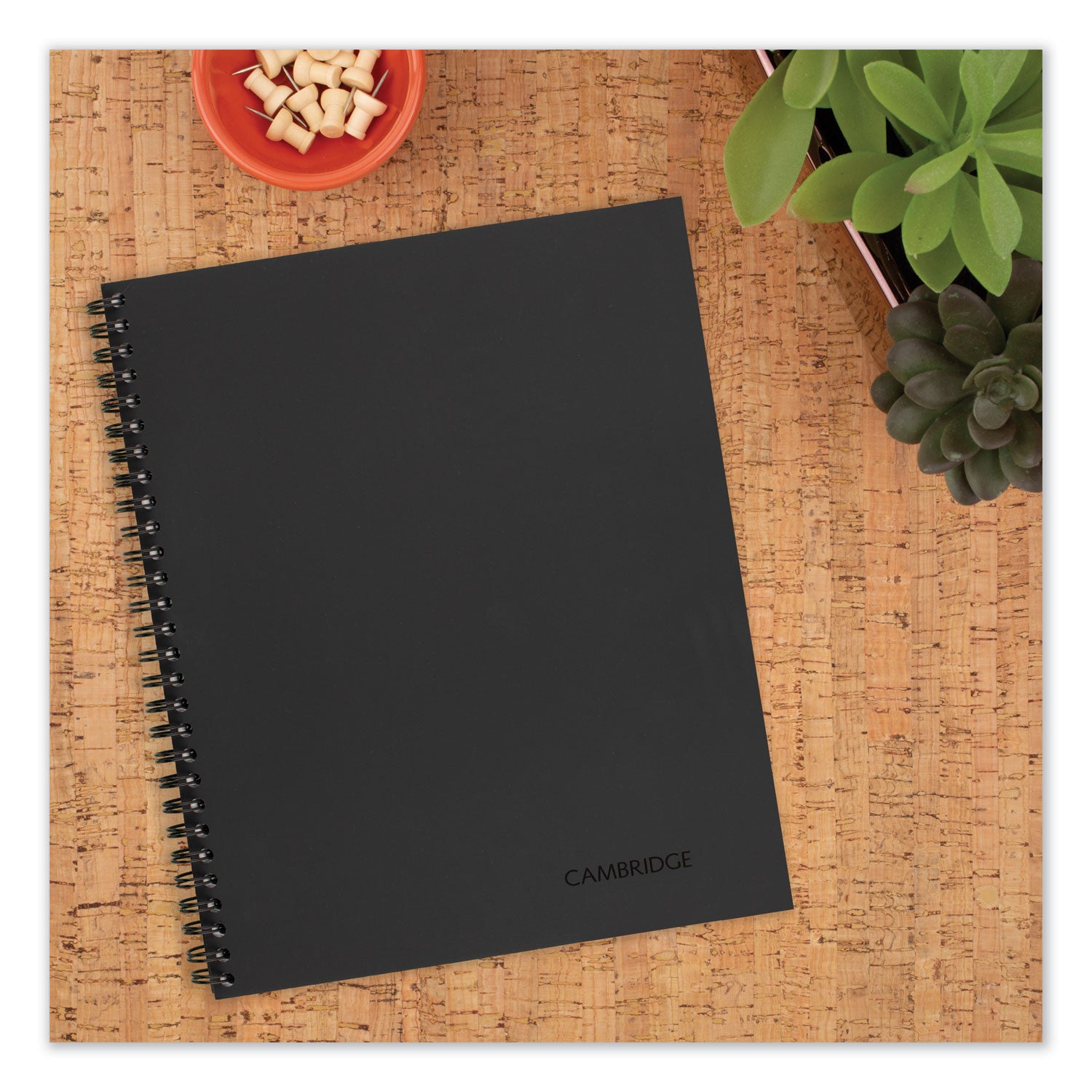 Wirebound Business Notebook, 1-Subject, Wide/Legal Rule, Black Linen Cover, (80) 9.5 x 6.63 Sheets