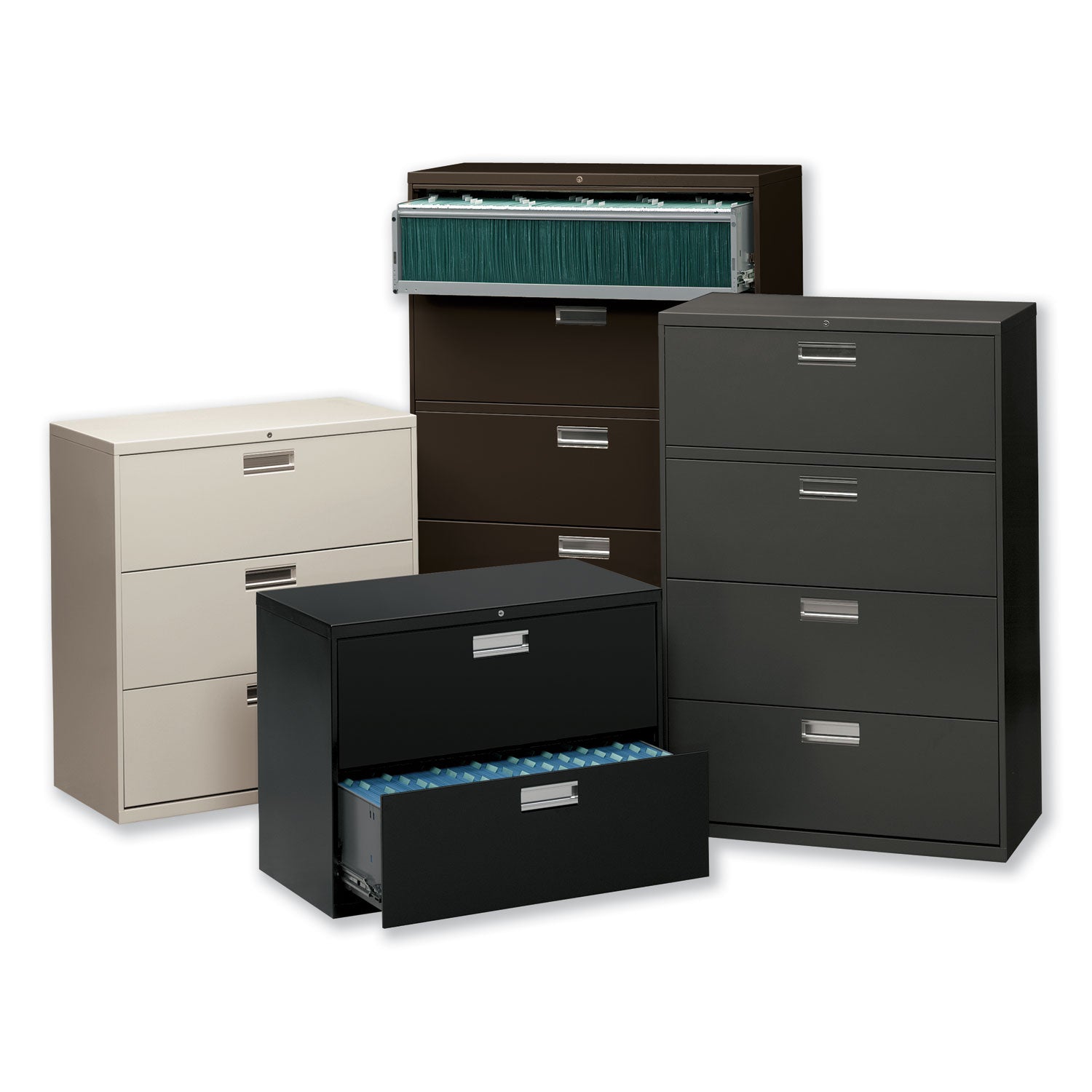 HON® Brigade 600 Series Lateral File, 3 Legal/Letter-Size File Drawers, Light Gray, 36" x 18" x 39.13"