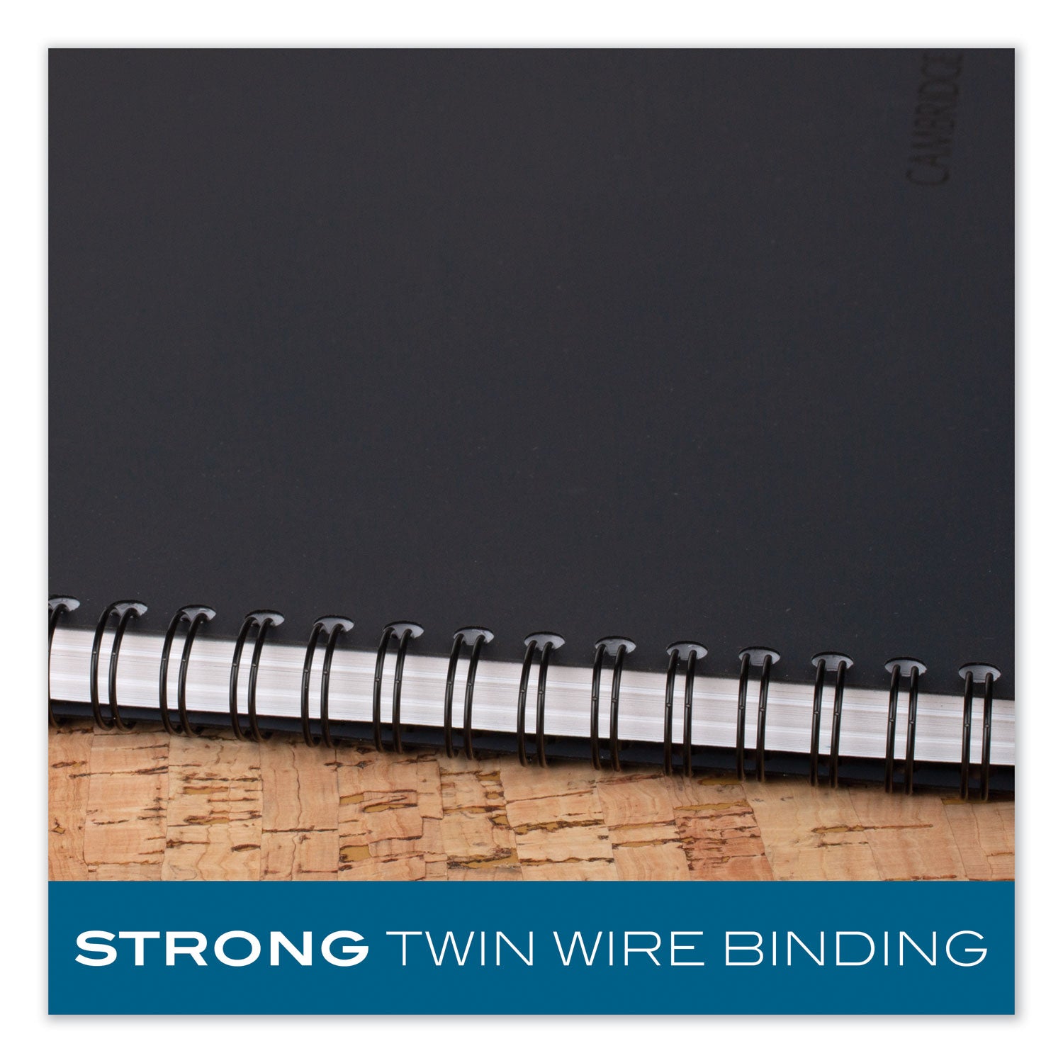 Cambridge® Wirebound Business Notebook, 1-Subject, Wide/Legal Rule, Black Linen Cover, (80) 8 x 5 Sheets