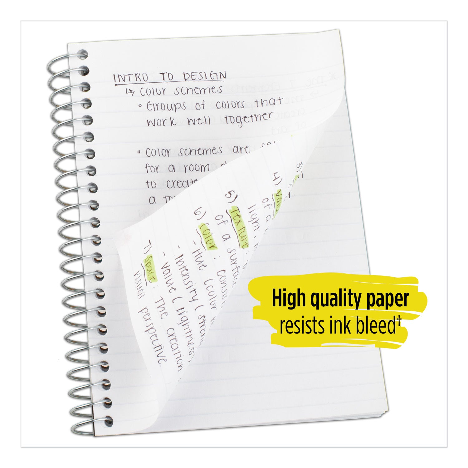 Five Star® Wirebound Notebook with Two Pockets, 1-Subject, Medium/College Rule, Black Cover, (100) 11 x 8.5 Sheets