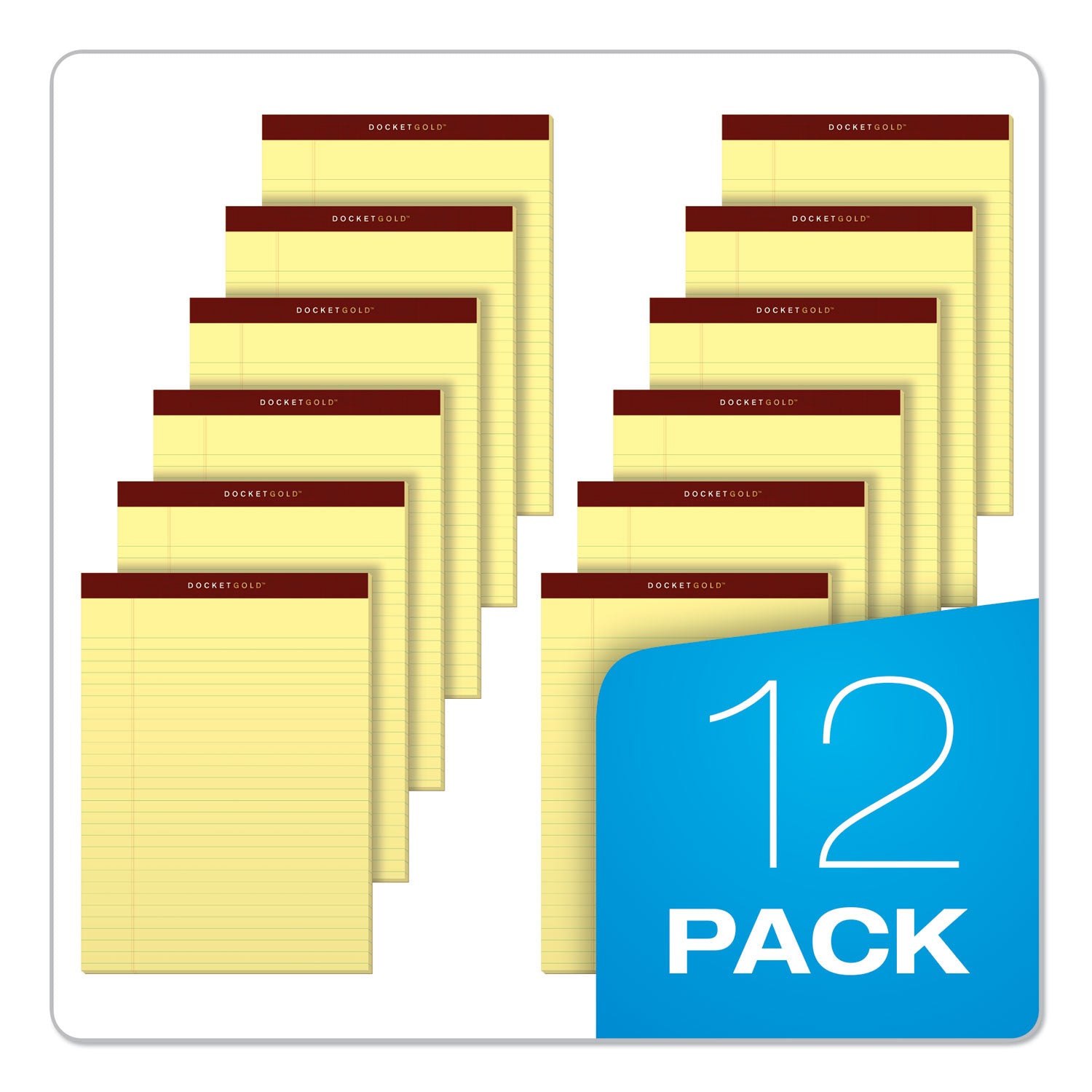 TOPS™ Docket Gold Ruled Perforated Pads, Wide/legal Rule, 50 Canary-Yellow 8.5 X 11.75 Sheets, 12/pack