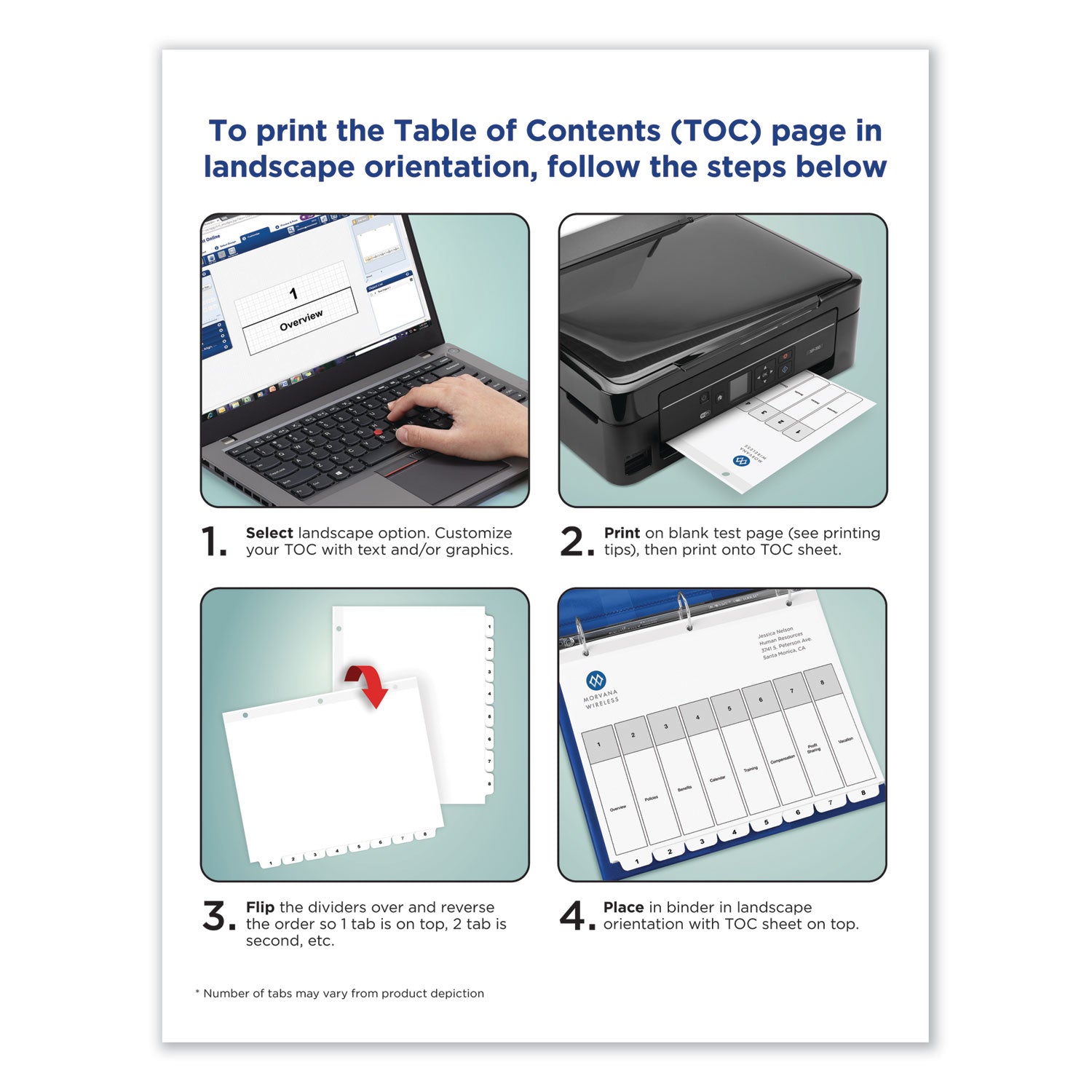 Avery® Customizable TOC Ready Index Black and White Dividers, 31-Tab, 1 to 31, 11 x 8.5, 1 Set