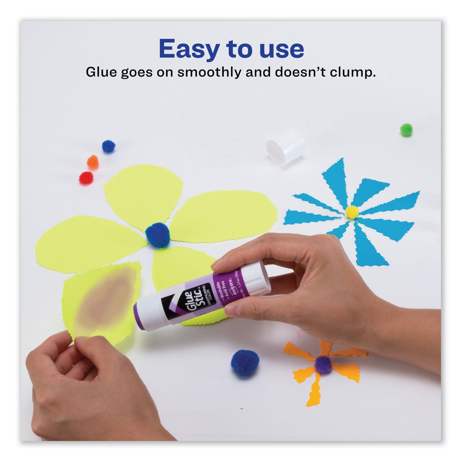 Avery® Permanent Glue Stic, 1.27 oz, Applies Purple, Dries Clear