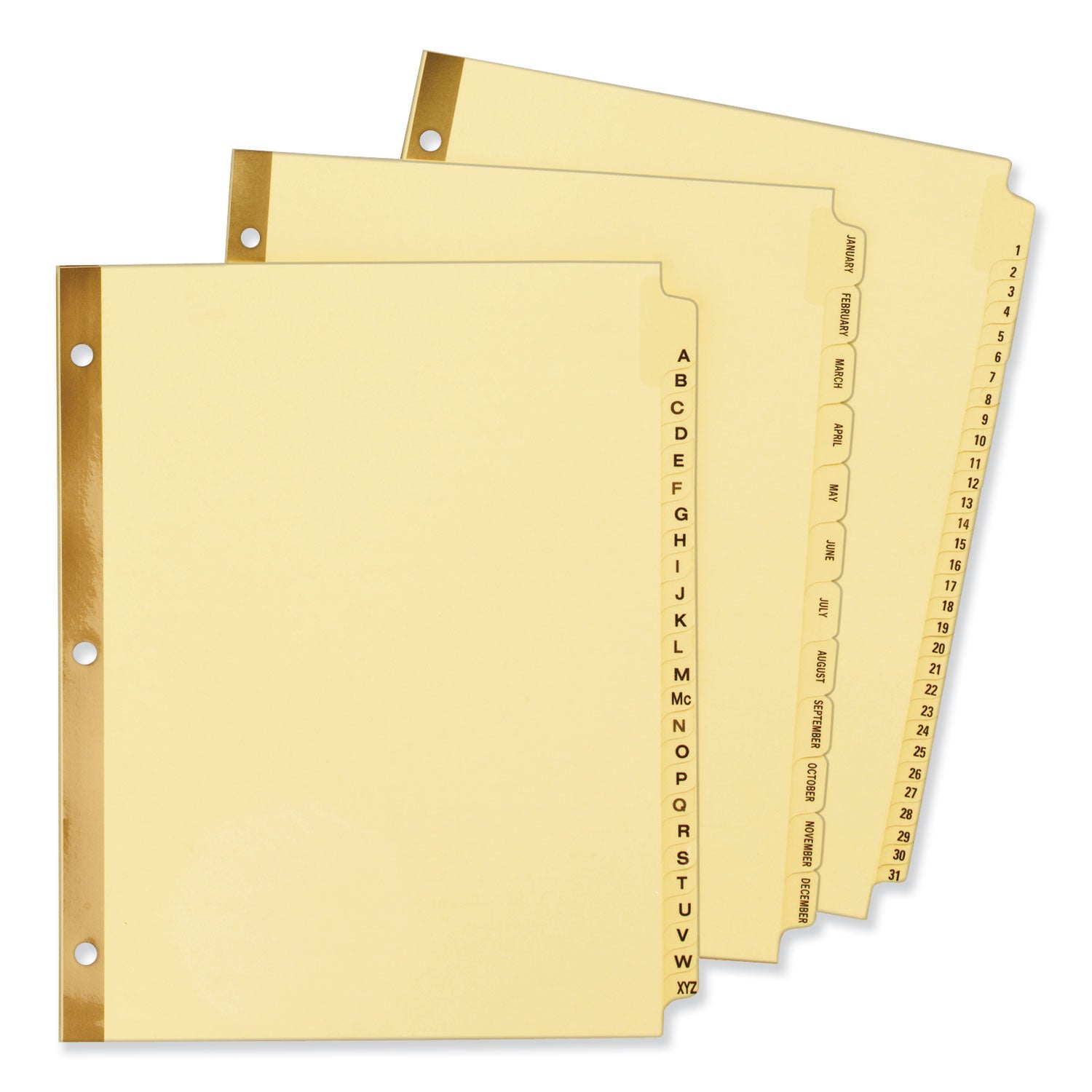 Avery® Preprinted Laminated Tab Dividers with Gold Reinforced Binding Edge, 31-Tab, 1 to 31, 11 x 8.5, Buff, 1 Set