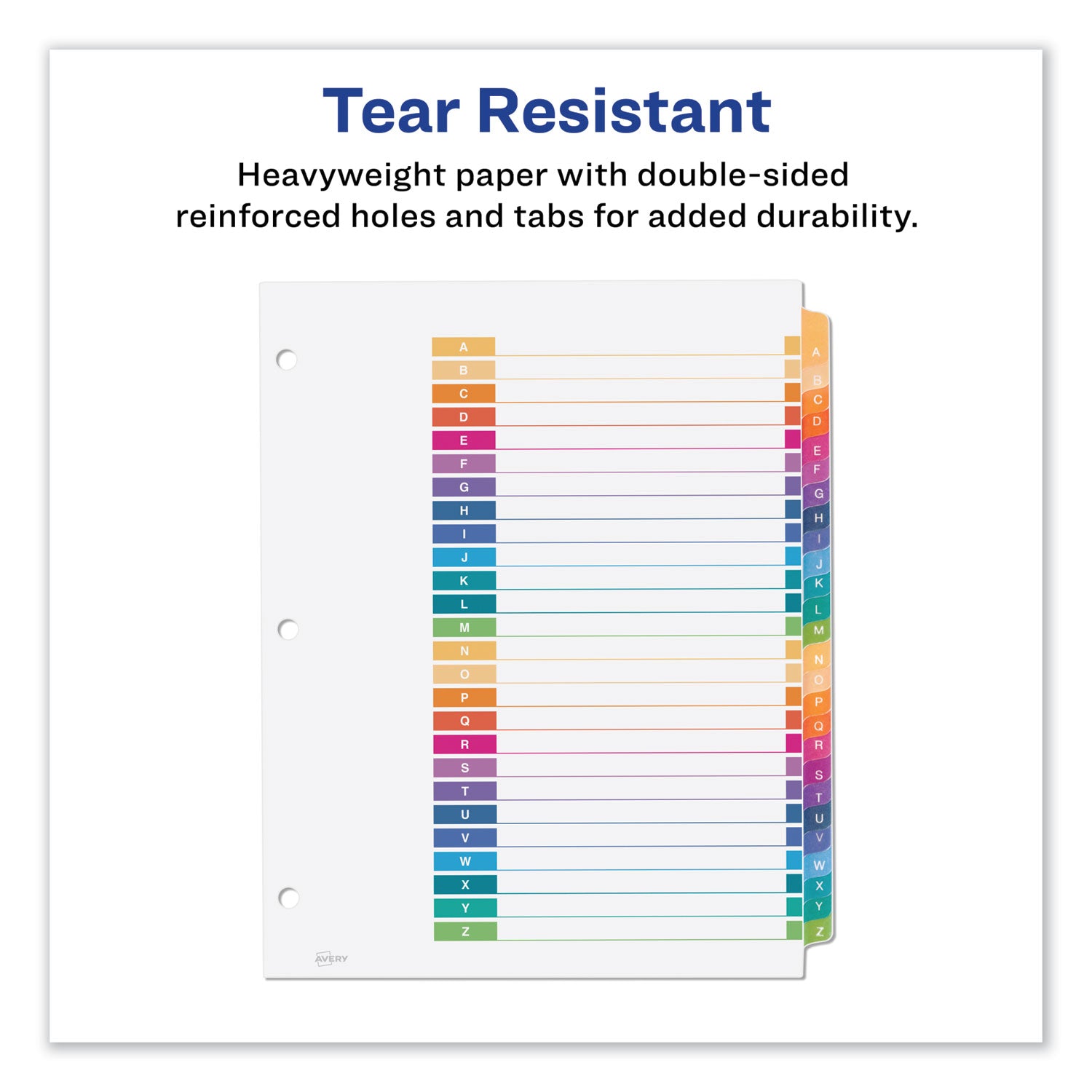 Avery® Customizable Table of Contents Ready Index Dividers with Multicolor Tabs, 26-Tab, A to Z, 11 x 8.5, White, 1 Set