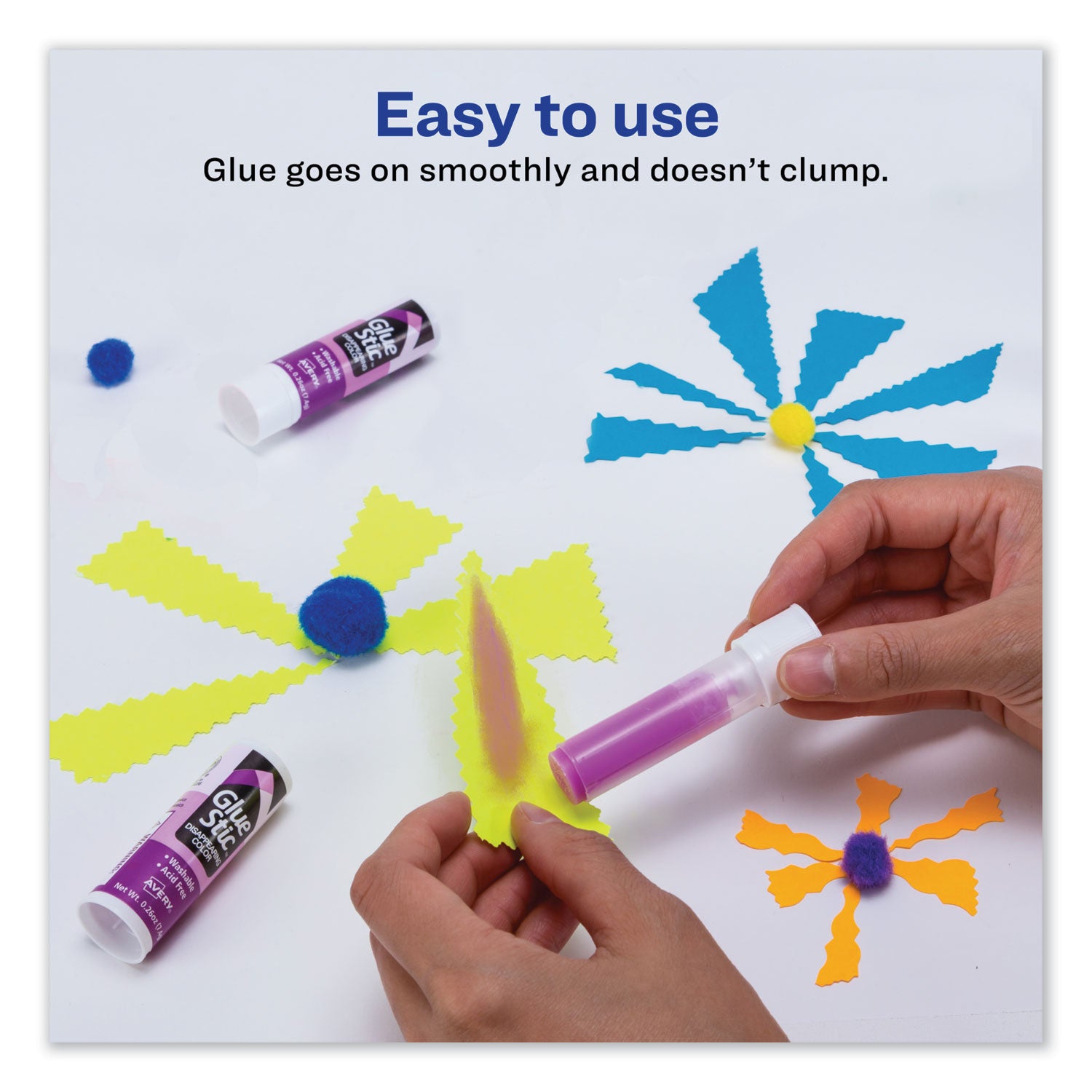 Avery® Permanent Glue Stic Value Pack, 0.26 oz, Applies Purple, Dries Clear, 18/Pack