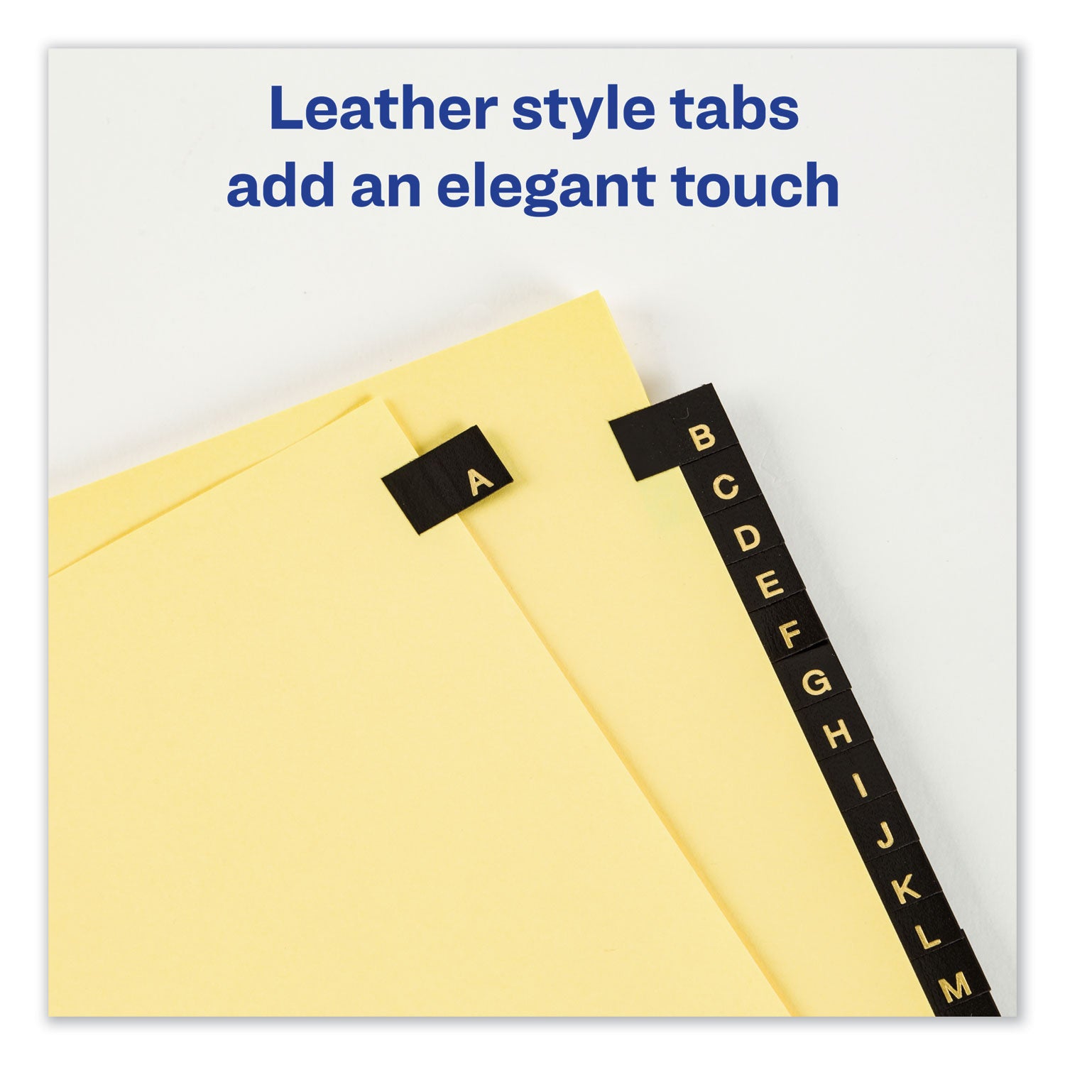 Avery® Preprinted Black Leather Tab Dividers w/Gold Reinforced Edge, 25-Tab, A to Z, 11 x 8.5, Buff, 1 Set