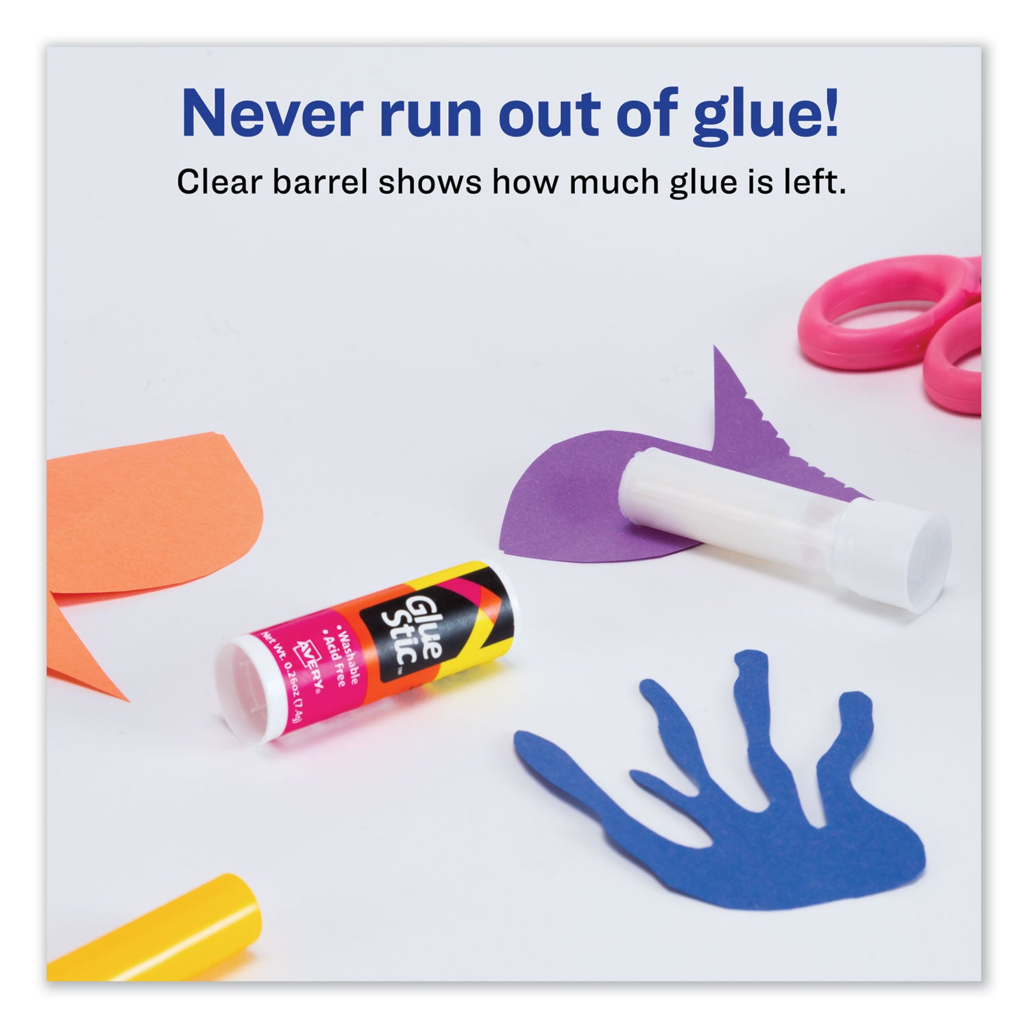 Avery® Permanent Glue Stic Value Pack, 0.26 oz, Applies White, Dries Clear, 6/Pack