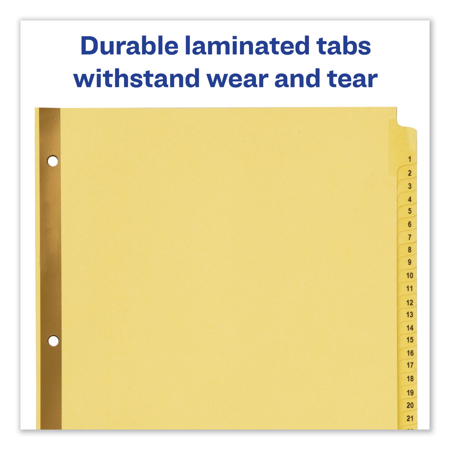 Avery® Preprinted Laminated Tab Dividers with Gold Reinforced Binding Edge, 31-Tab, 1 to 31, 11 x 8.5, Buff, 1 Set