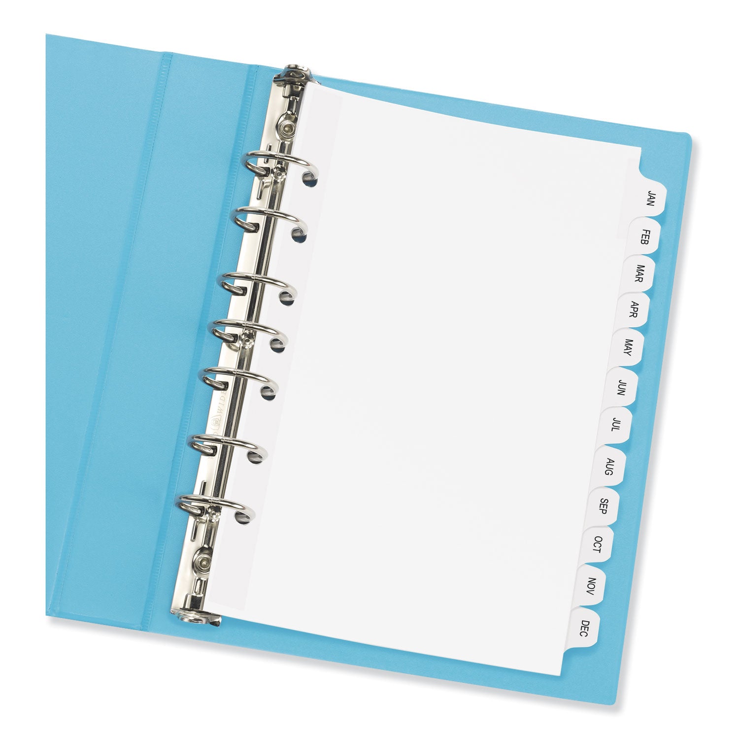 Avery® Preprinted Tab Dividers, 12-Tab, Jan. to Dec., 8.5 x 5.5, White, 1 Set