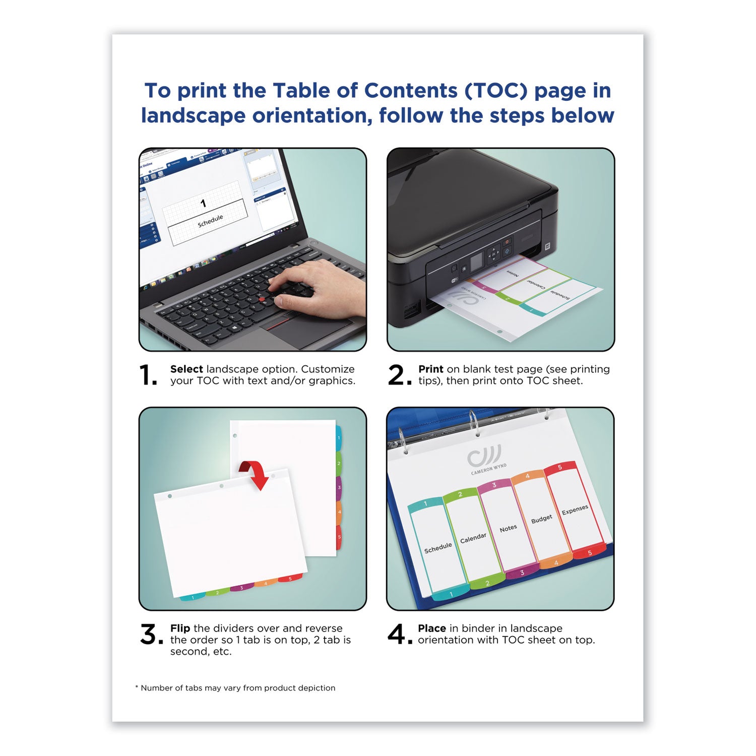 Avery® Customizable TOC Ready Index Multicolor Tab Dividers, 15-Tab, 1 to 15, 11 x 8.5, White, Contemporary Color Tabs, 1 Set