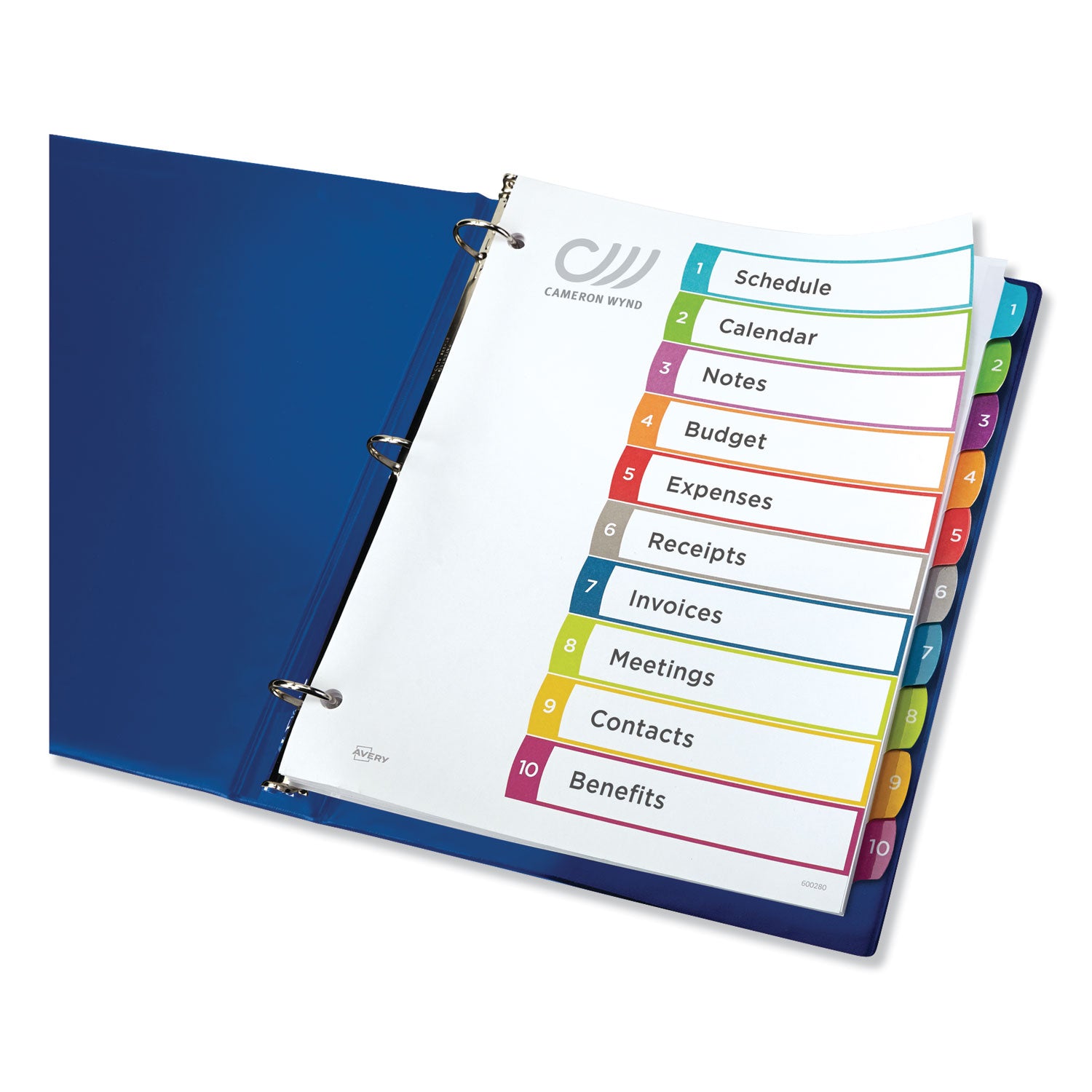 Avery® Customizable TOC Ready Index Multicolor Tab Dividers, 10-Tab, 1 to 10, 11 x 8.5, White, Contemporary Color Tabs, 1 Set