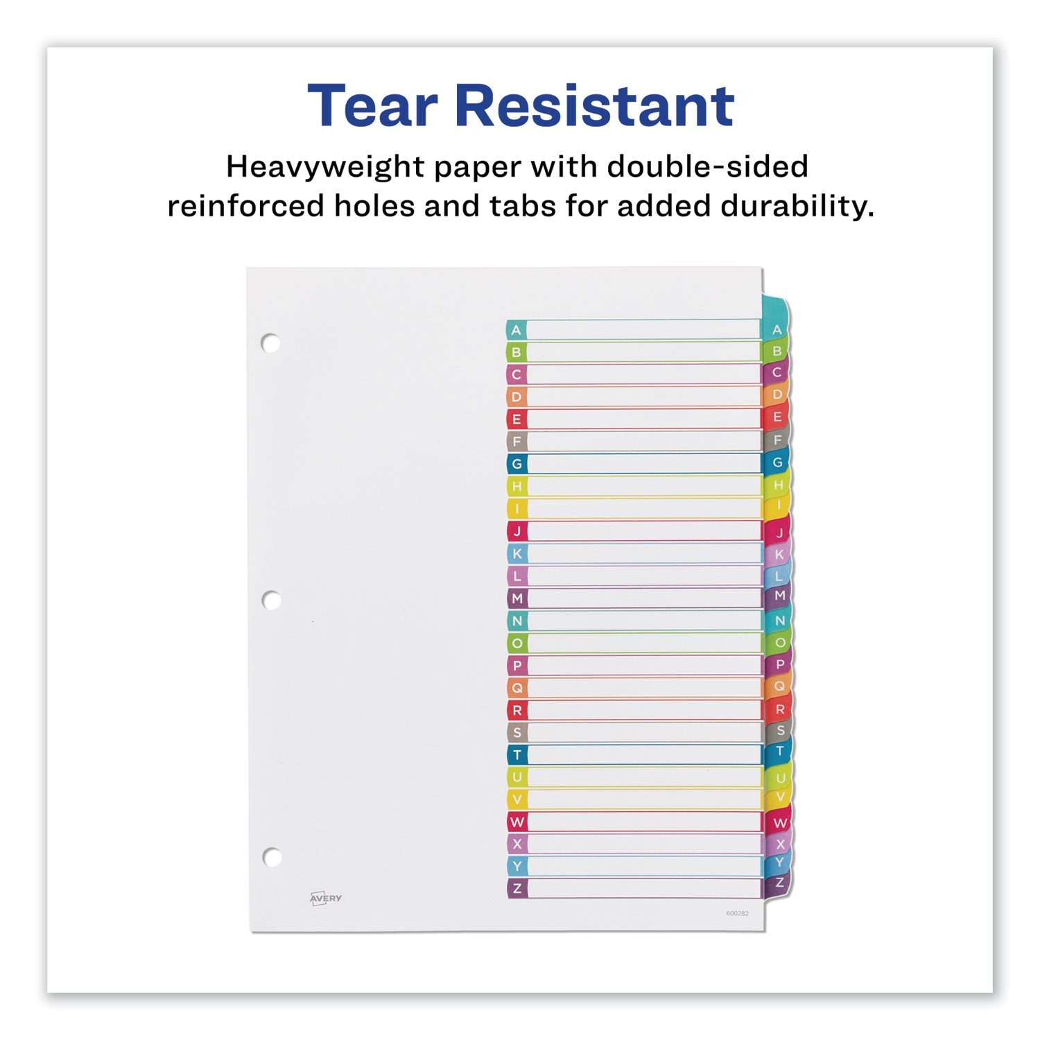 Avery® Customizable TOC Ready Index Multicolor Tab Dividers, 26-Tab, A to Z, 11 x 8.5, White, Contemporary Color Tabs, 1 Set