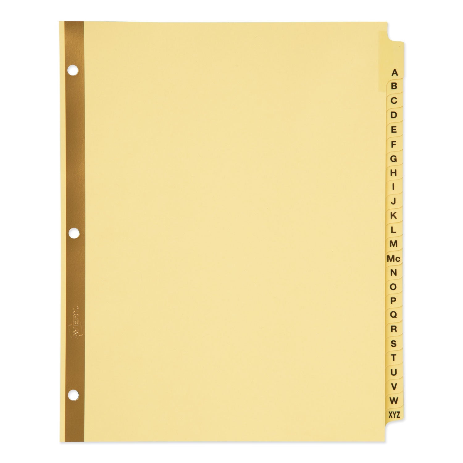 Preprinted Laminated Tab Dividers with Gold Reinforced Binding Edge, 25-Tab, A to Z, 11 x 8.5, Buff, 1 Set